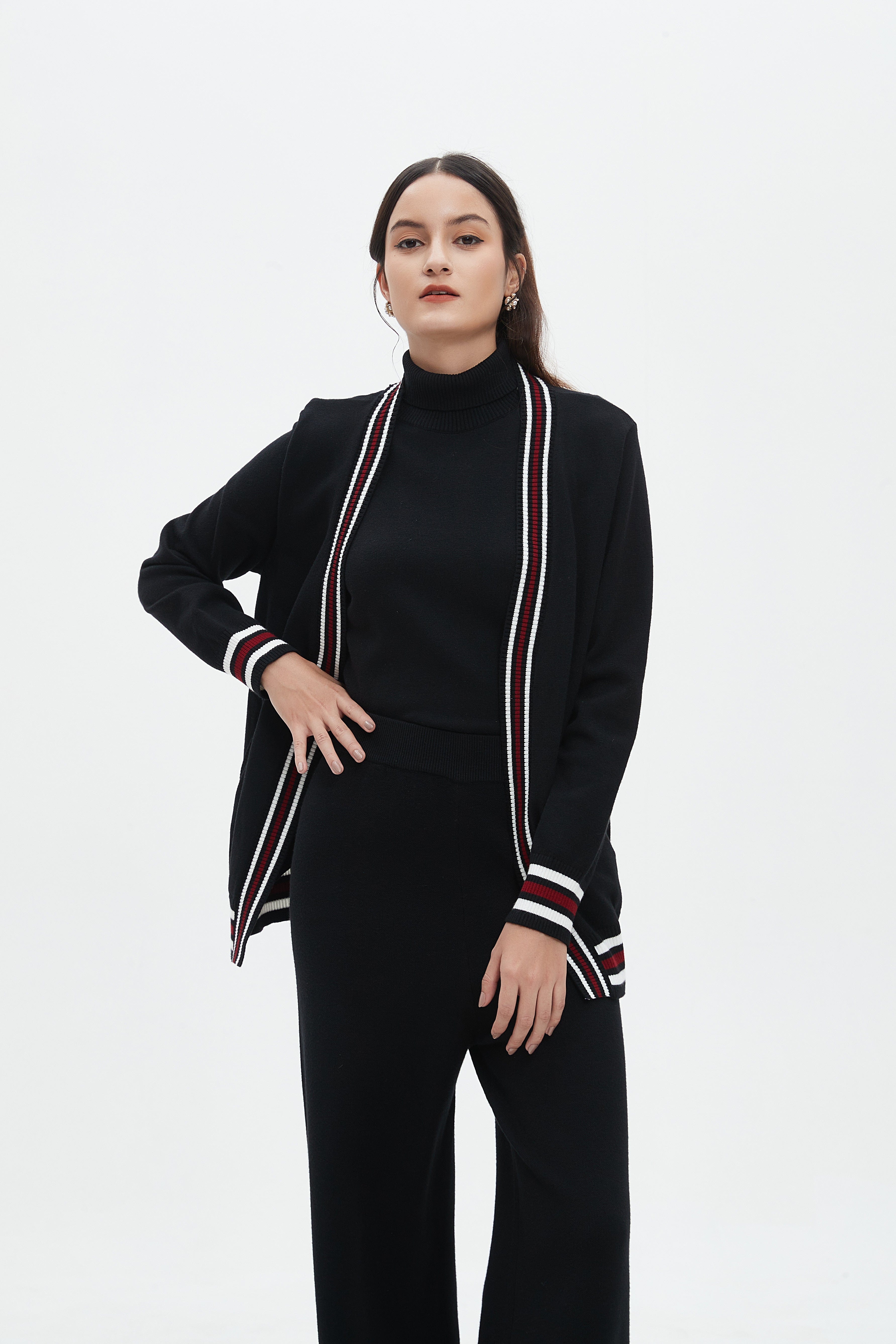 نتشي كارديجان نسائي طويل مخطط الوان