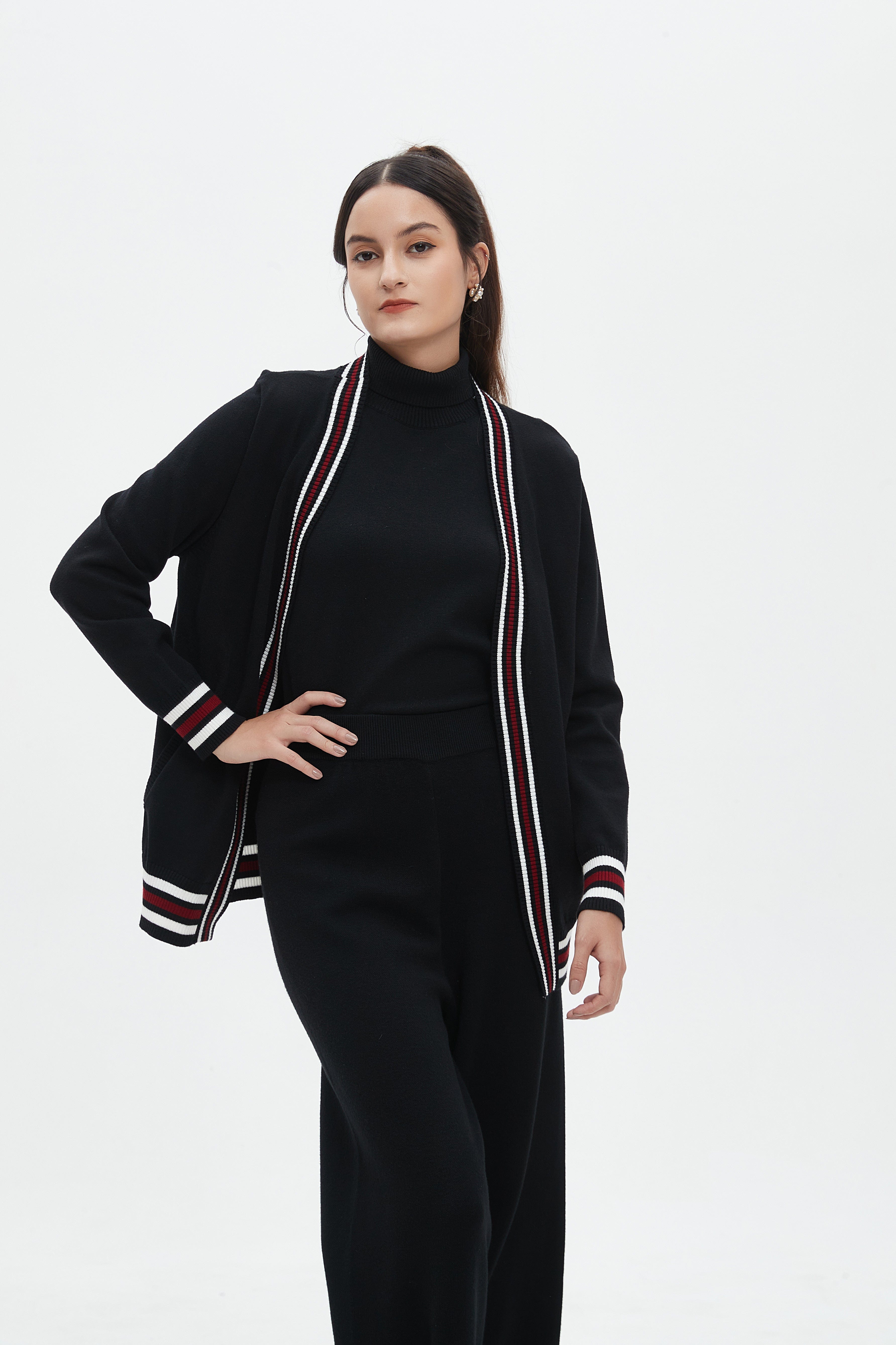 نتشي كارديجان نسائي طويل مخطط الوان