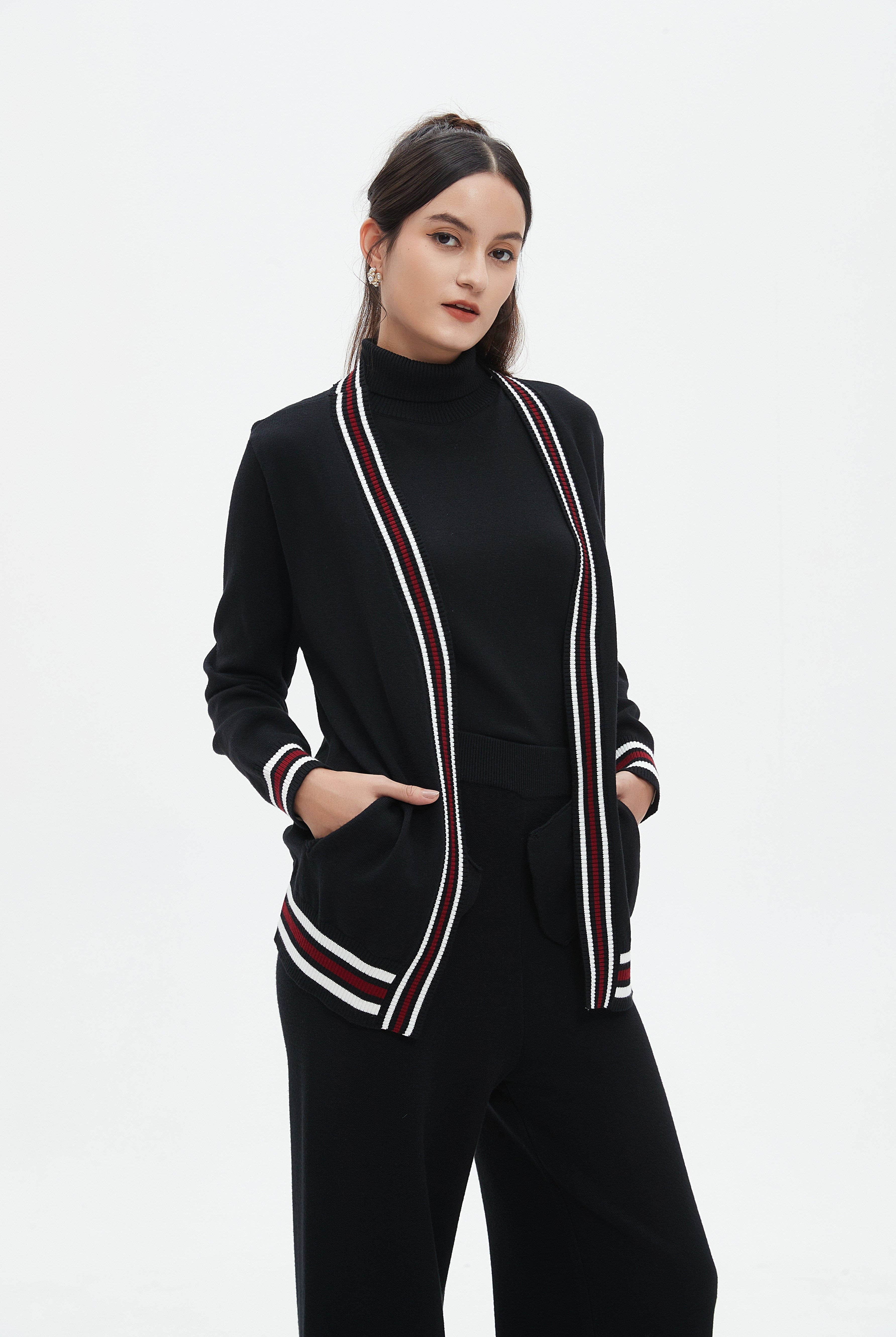 نتشي كارديجان نسائي طويل مخطط الوان