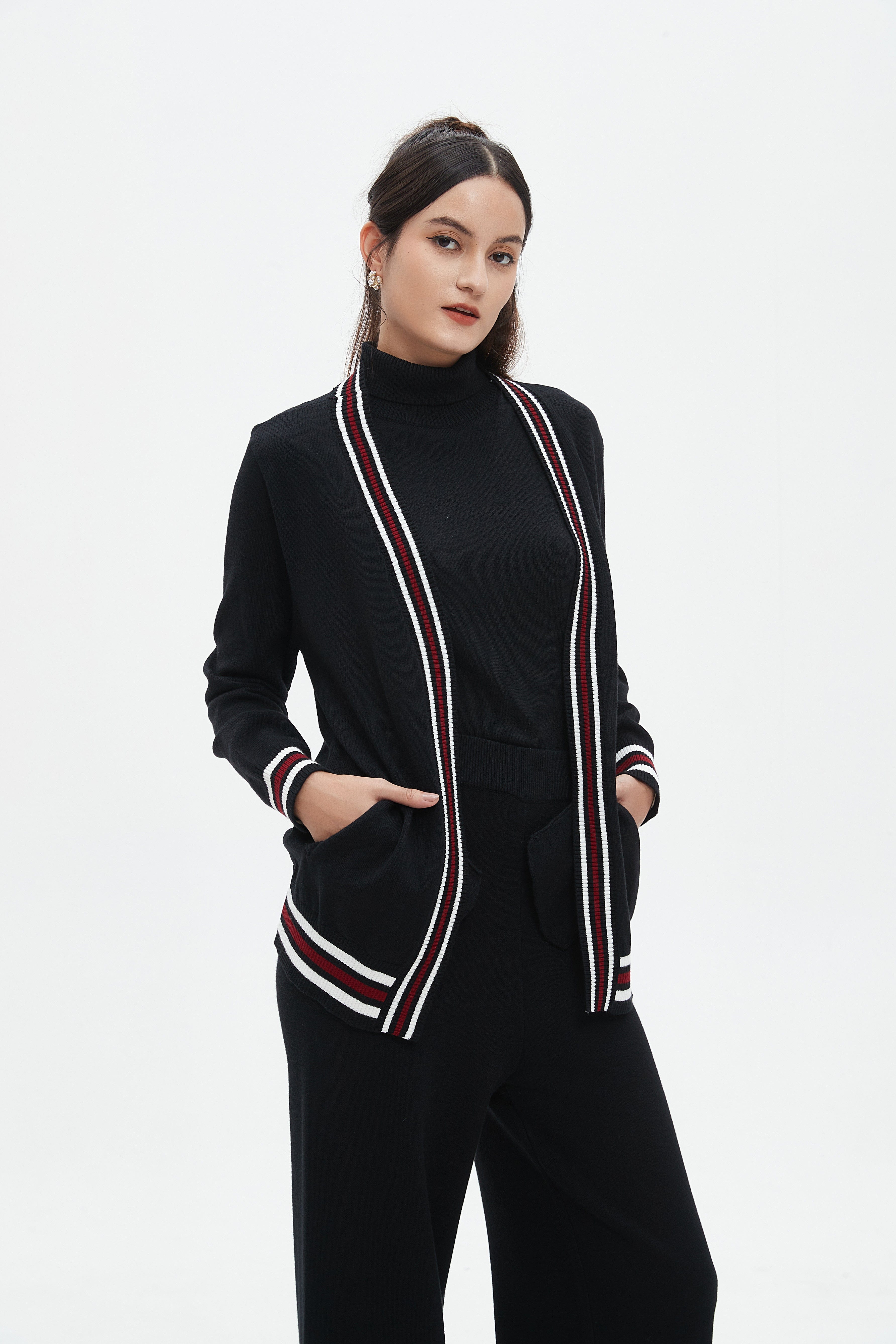 نتشي كارديجان نسائي طويل مخطط الوان