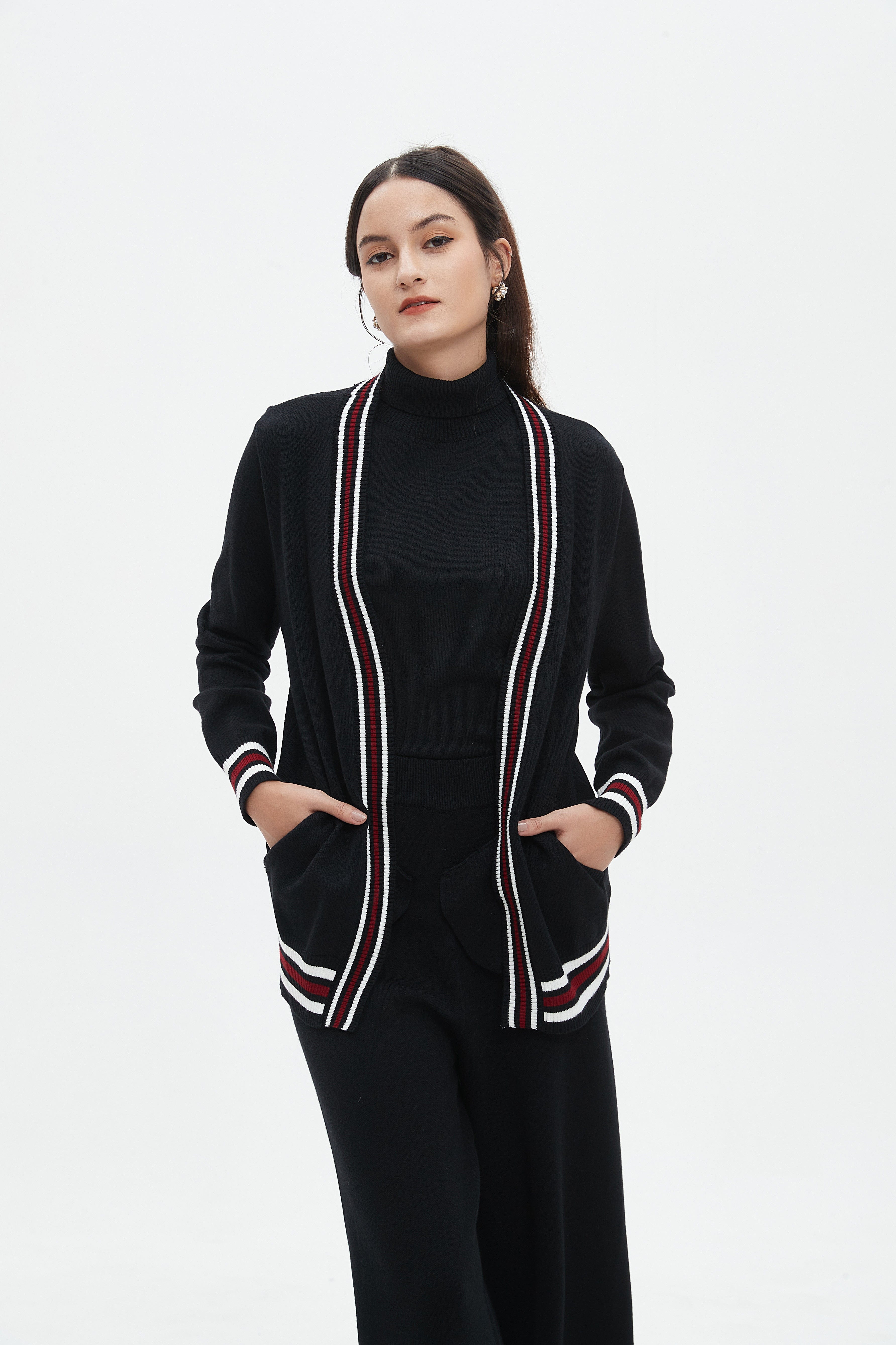 نتشي كارديجان نسائي طويل مخطط الوان