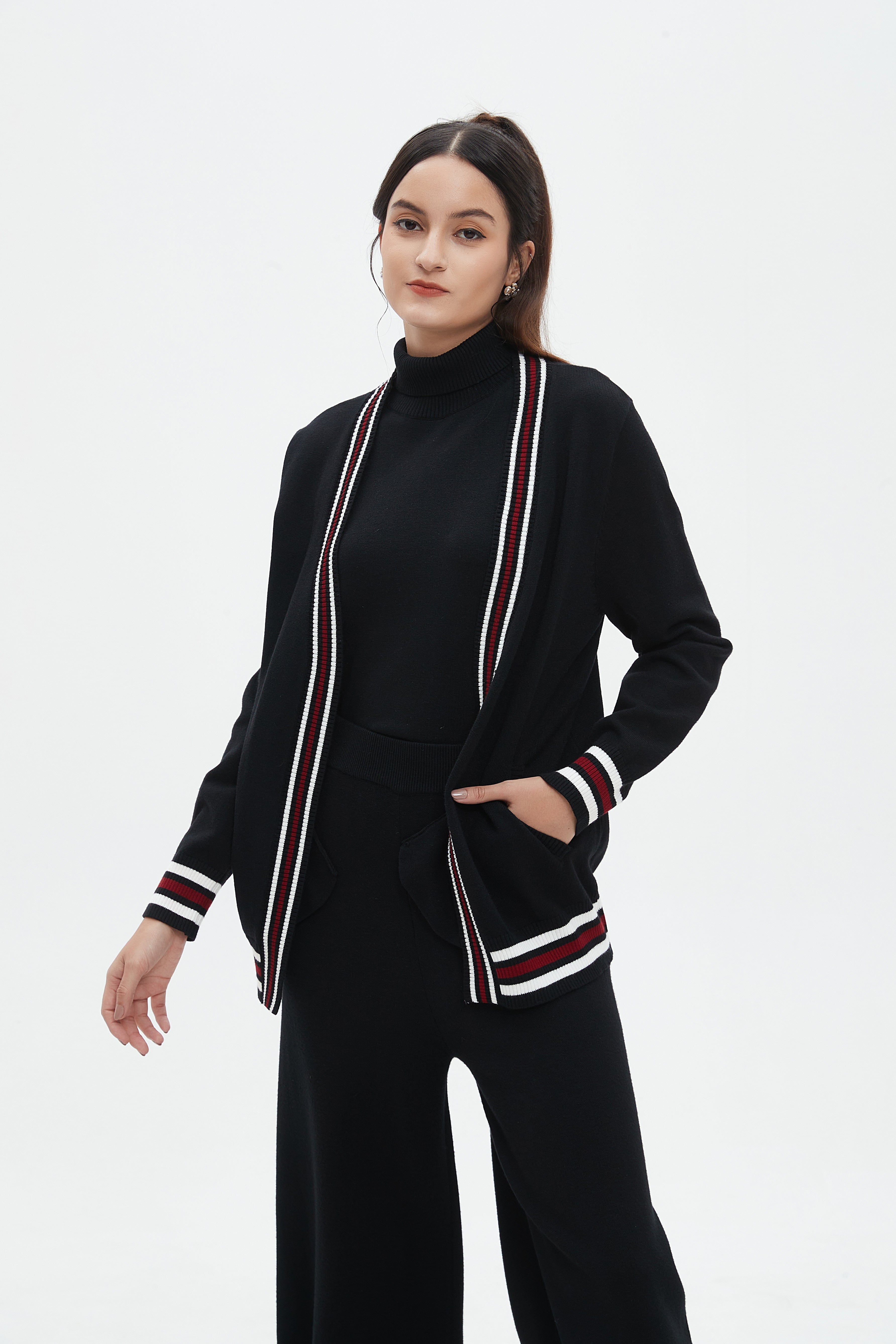 نتشي كارديجان نسائي طويل مخطط الوان