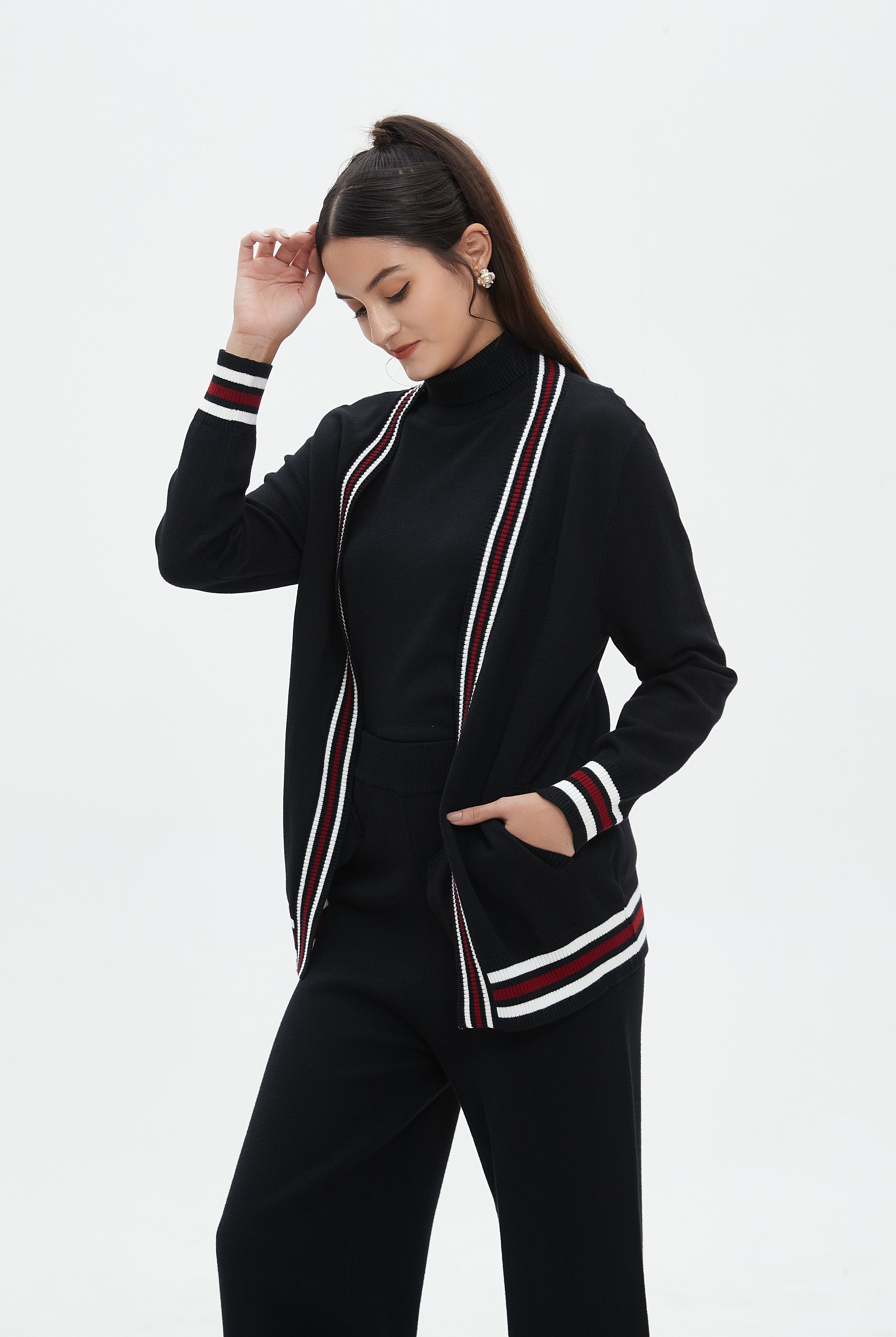 نتشي كارديجان نسائي طويل مخطط الوان