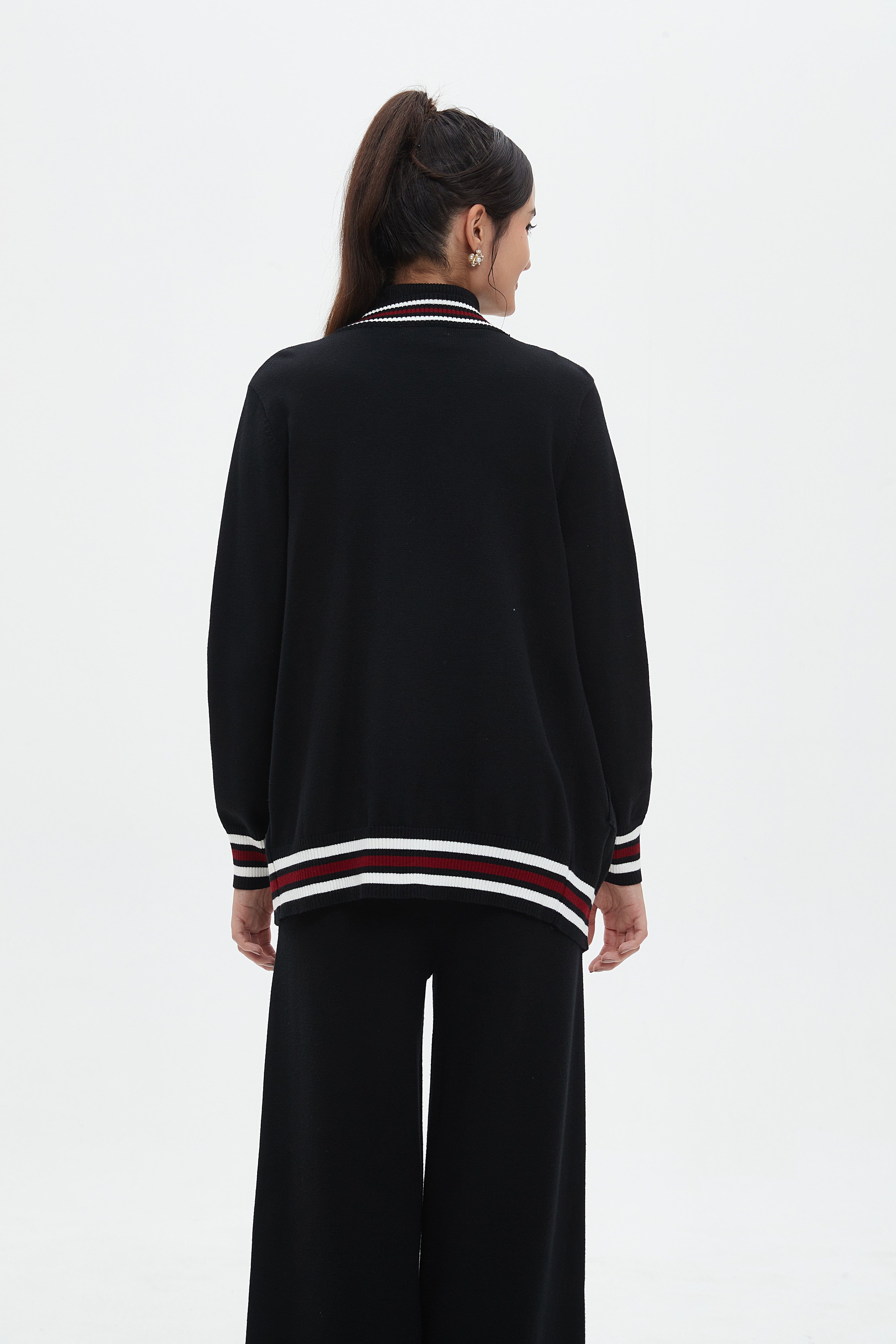 نتشي كارديجان نسائي طويل مخطط الوان