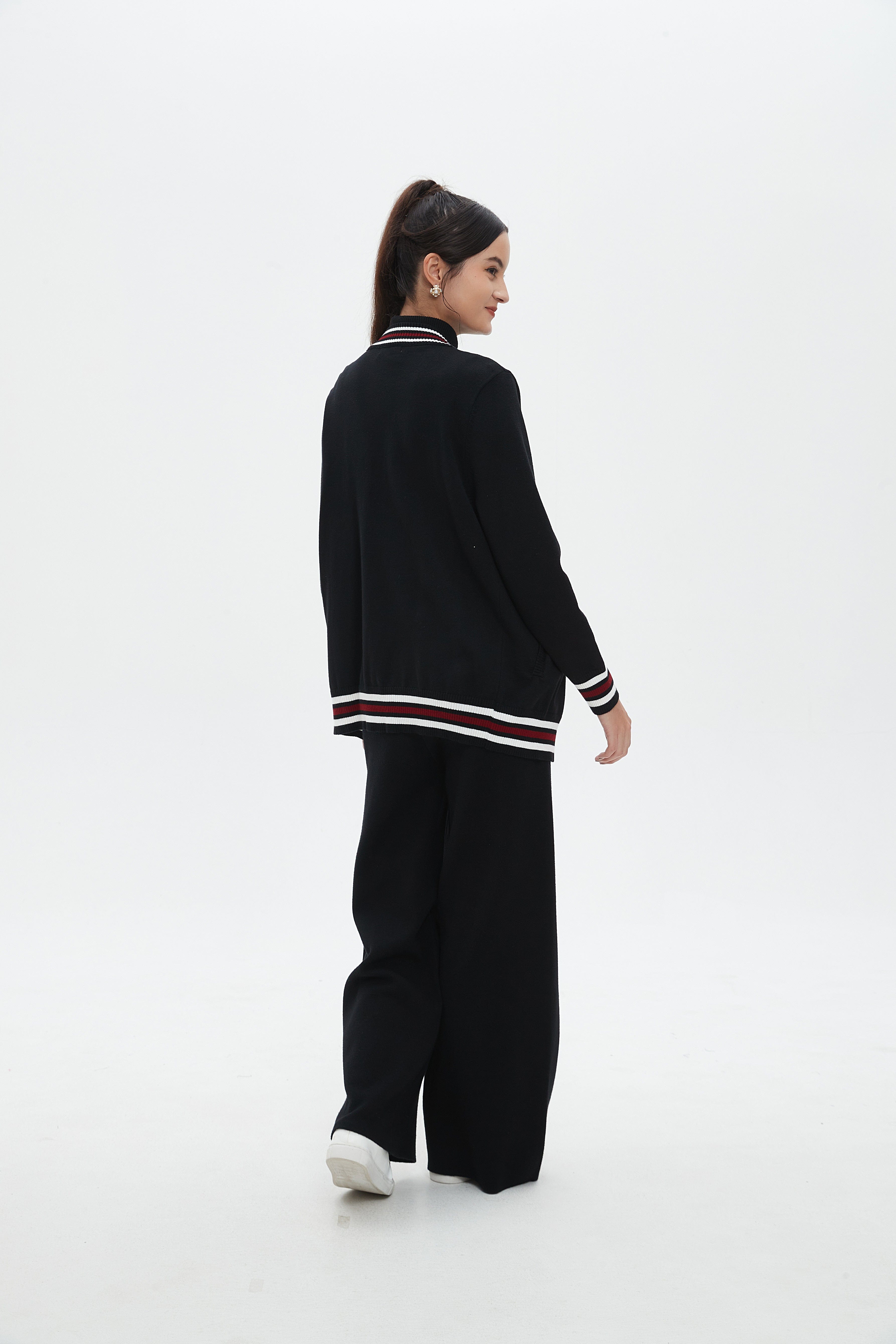 نتشي كارديجان نسائي طويل مخطط الوان