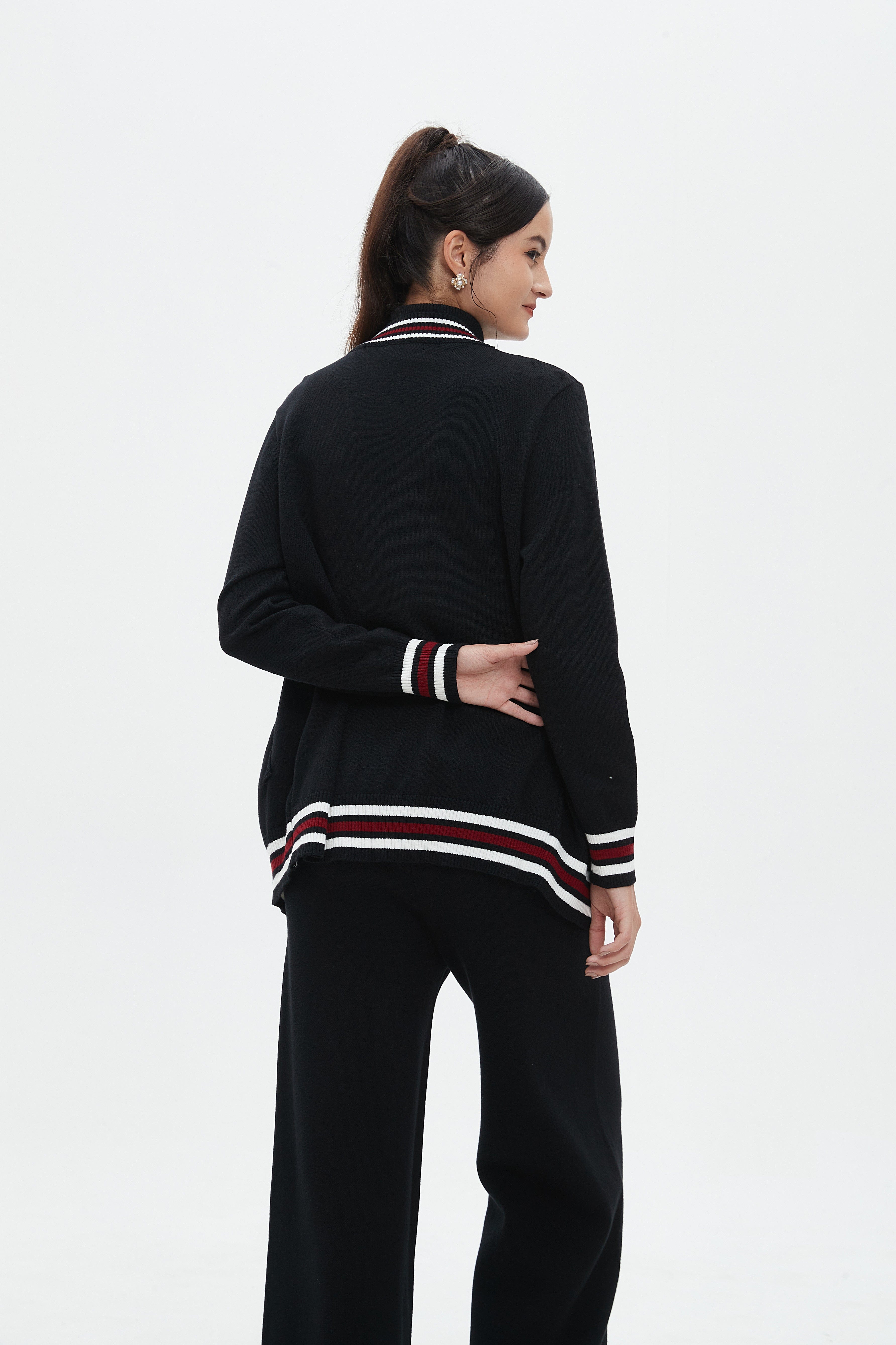 نتشي كارديجان نسائي طويل مخطط الوان