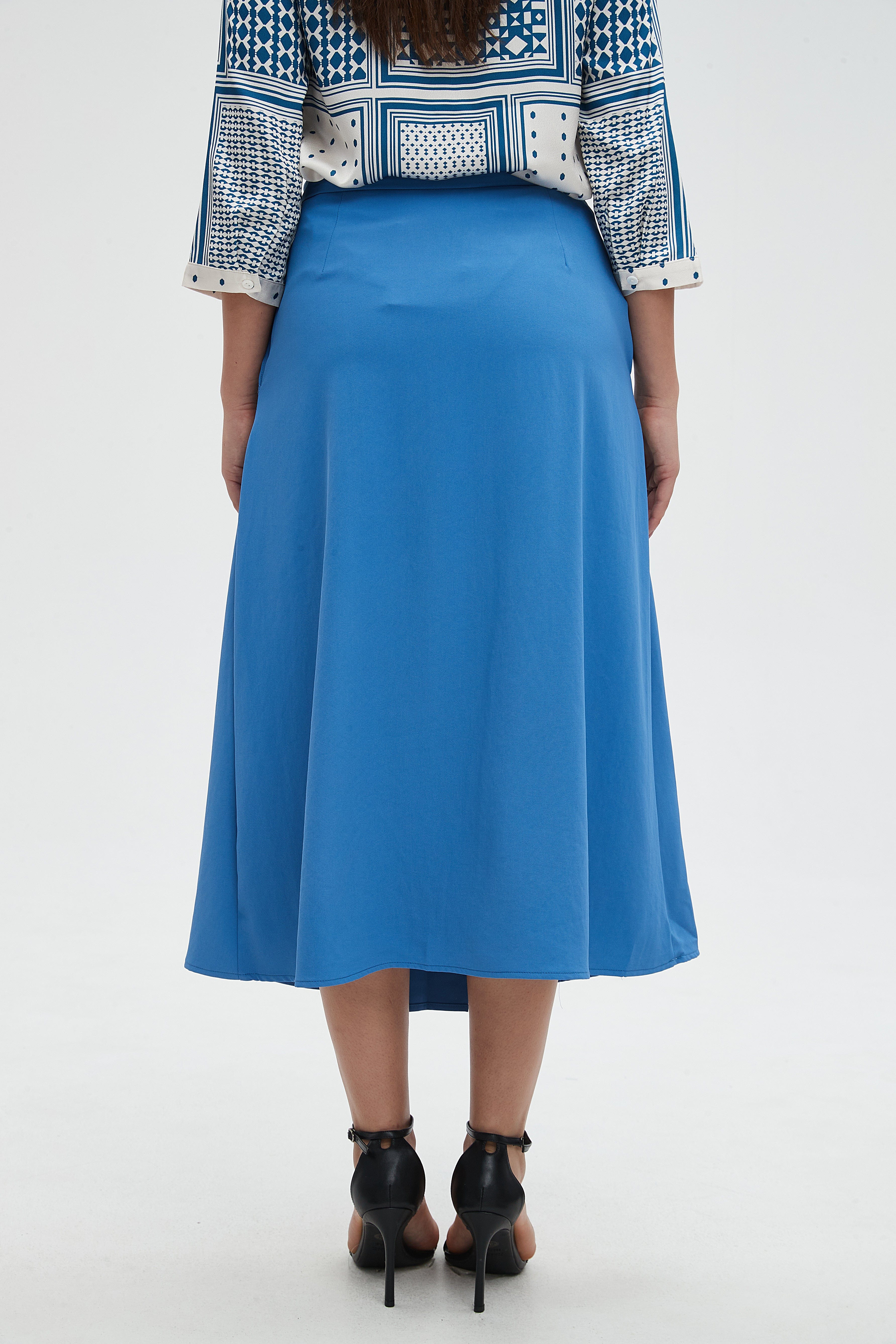 ميكا تنورة ميدي نسائية للدوام بقصة كشكش من المنتصف