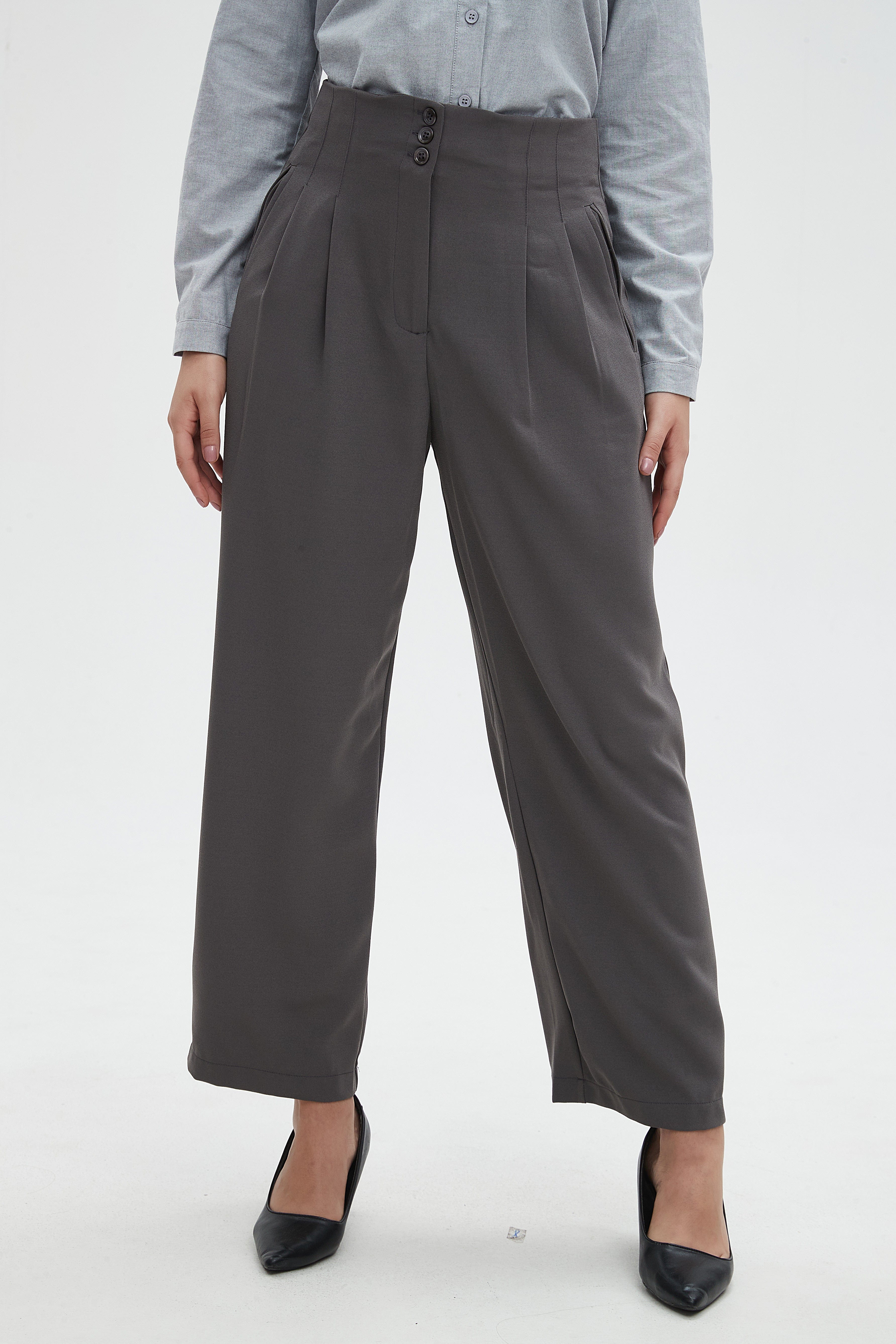 ميكا بنطلون سادة نسائي واسع للدوام