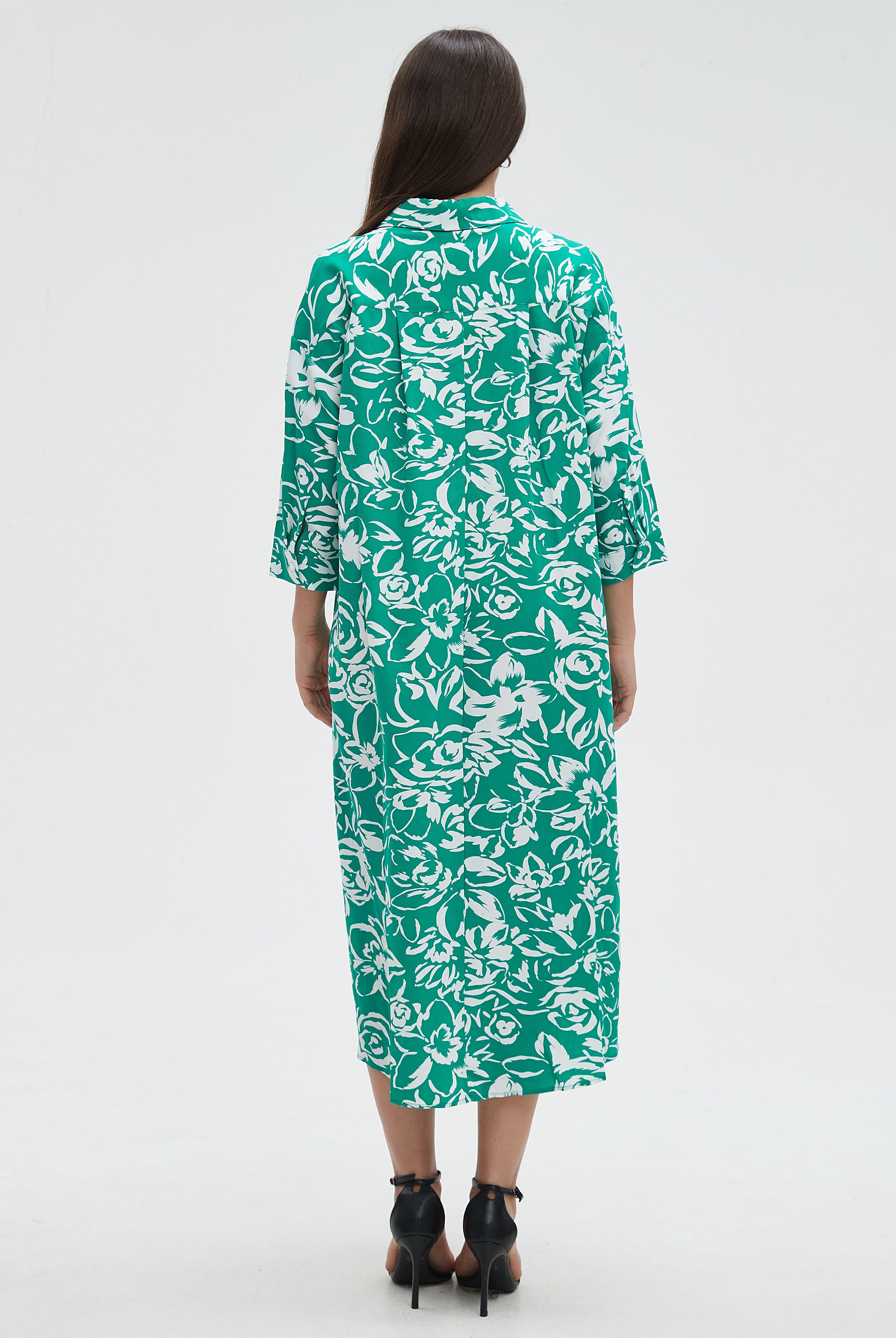 ميكا فستان ميدي منقوش 3/4 كم