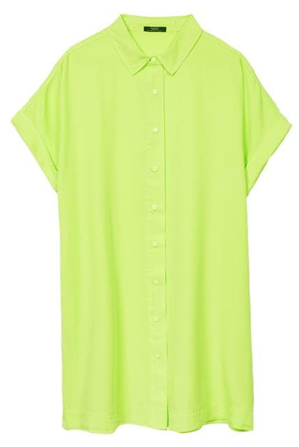 بارفوا فستان منسوج نص كم بأزرار أمامية