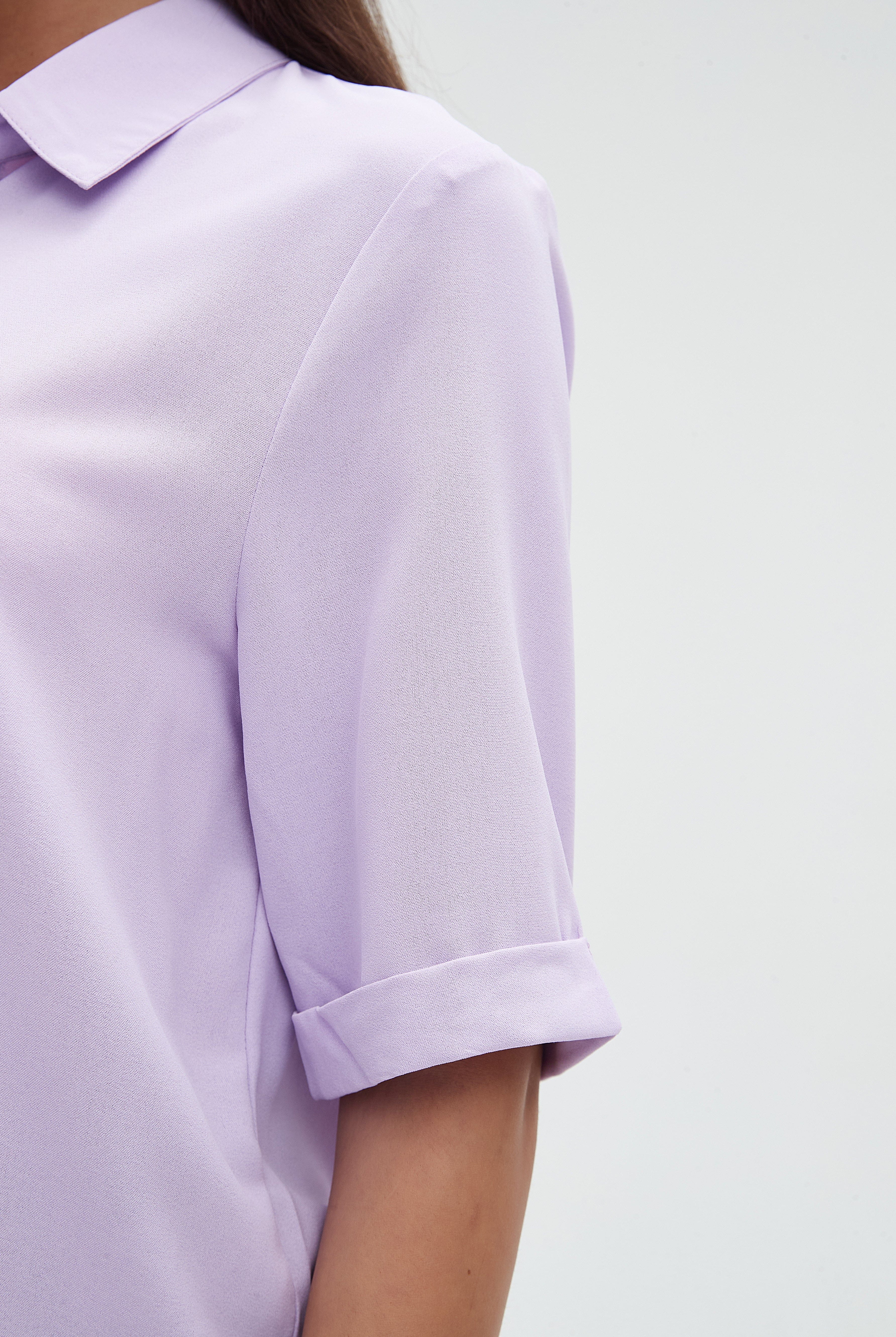 ميكا قميص سادة نص كم بأزرار أمامية نسائي