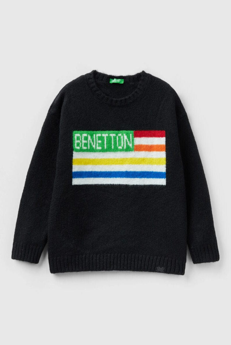 يونايتد كولورز اوف بينيتون بلوفر بطبعة أمامية كم طويل أطفالي