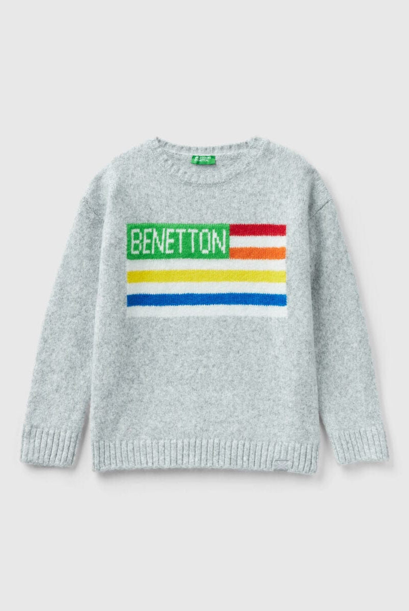 يونايتد كولورز اوف بينيتون بلوفر بطبعة أمامية كم طويل أطفالي