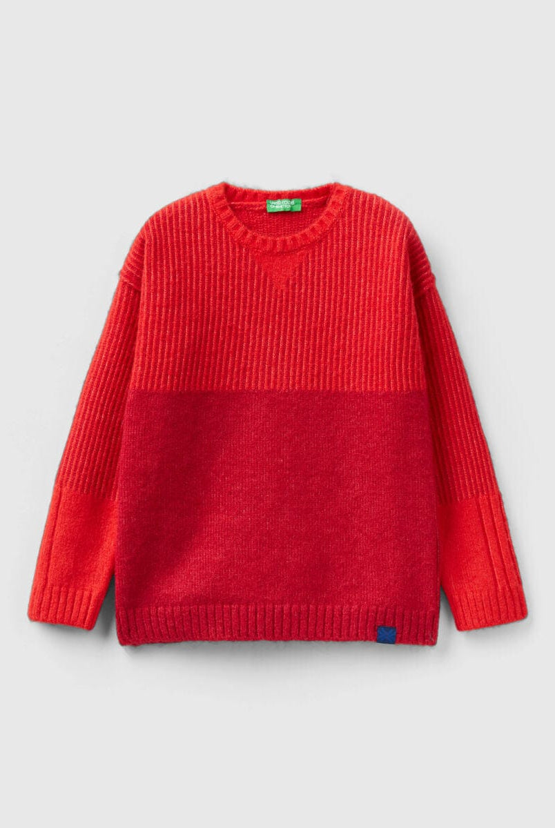 يونايتد كولورز اوف بينيتون بلوفر سادة كم طويل نصف مضلع أطفالي