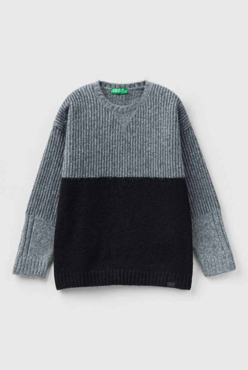 يونايتد كولورز اوف بينيتون بلوفر سادة كم طويل نصف مضلع أطفالي