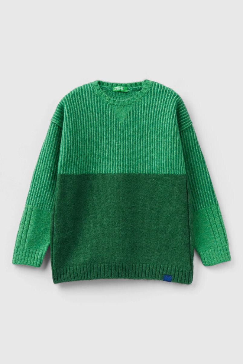 يونايتد كولورز اوف بينيتون بلوفر سادة كم طويل نصف مضلع أطفالي