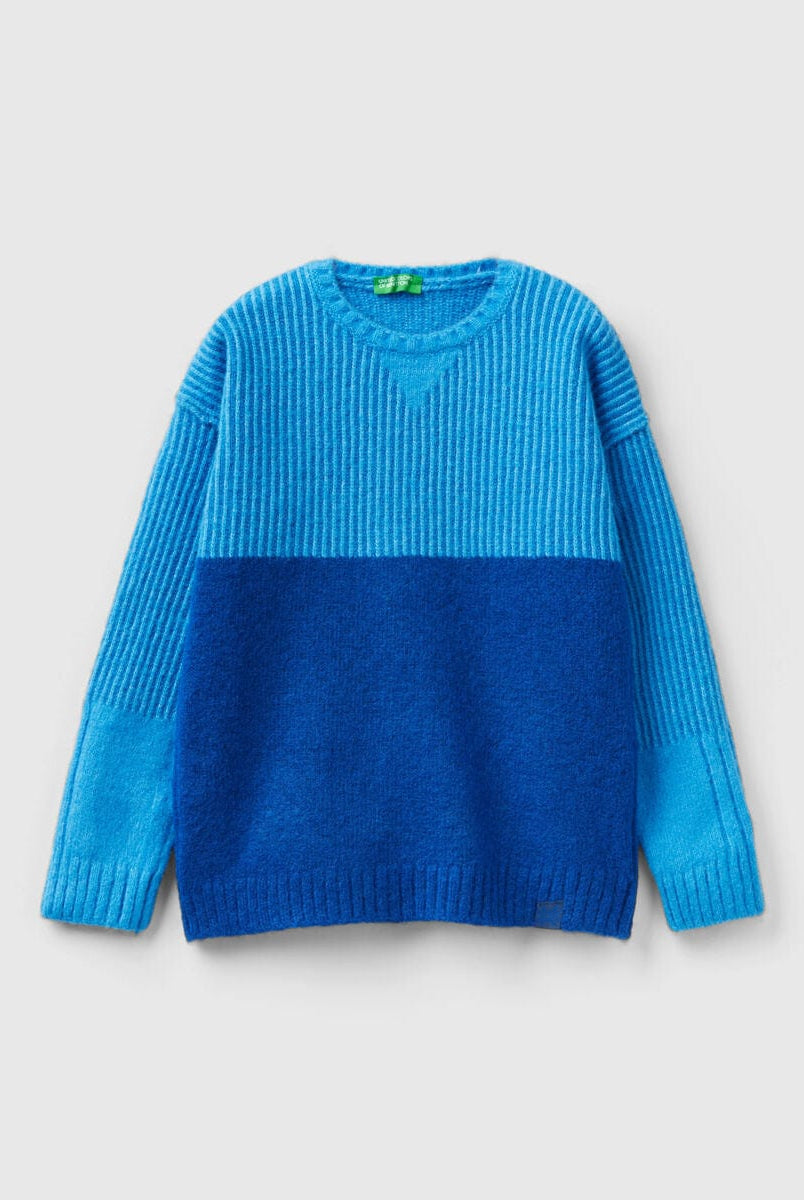 يونايتد كولورز اوف بينيتون بلوفر سادة كم طويل نصف مضلع أطفالي