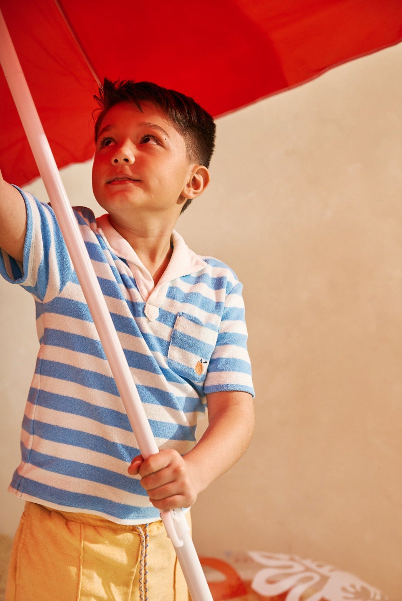 جينجرسنابس تيشيرت بولو ولادي مخطط بالعرض نص كم