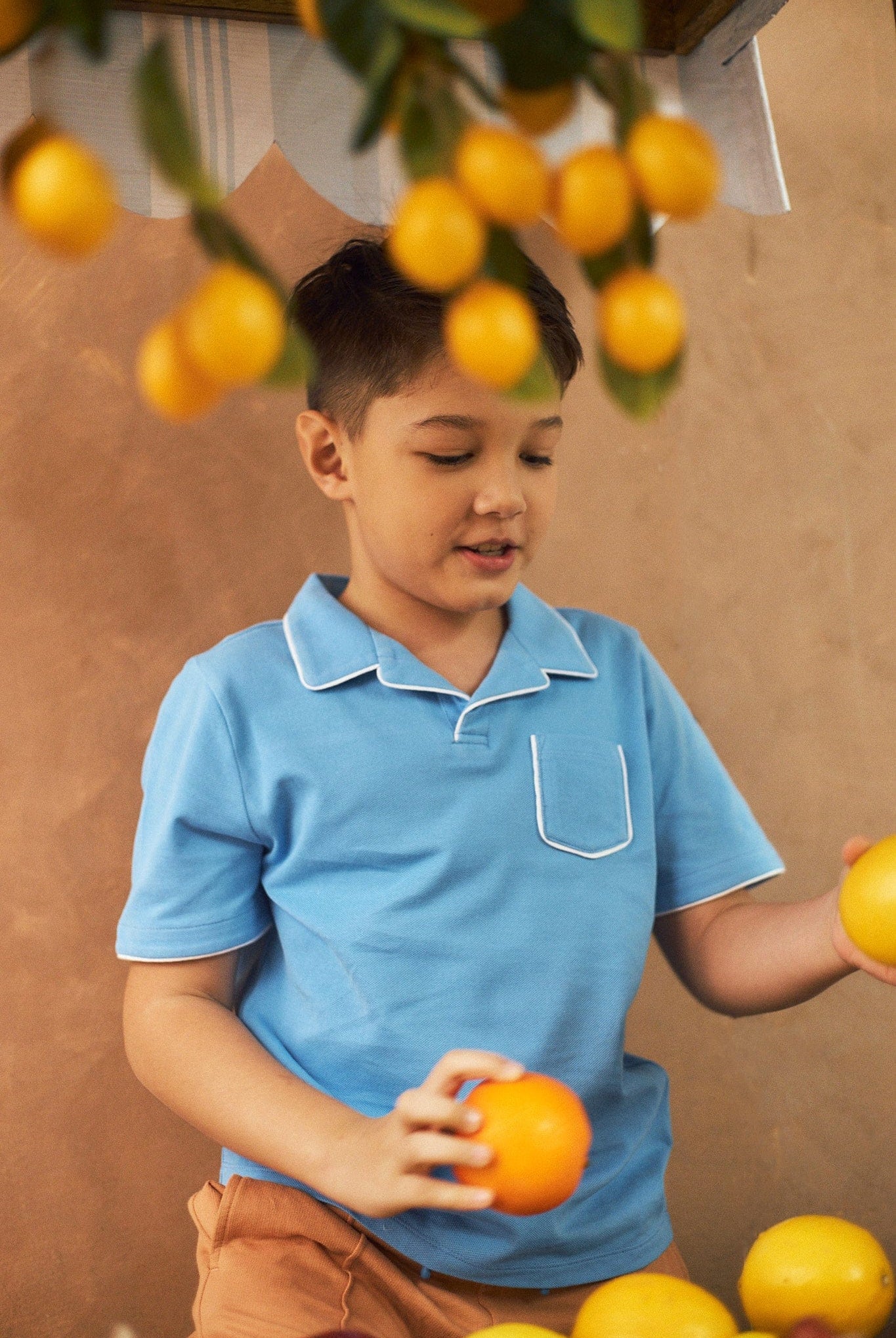 جينجرسنابس تيشيرت بولو ولادي نص كم بجيب أمامي