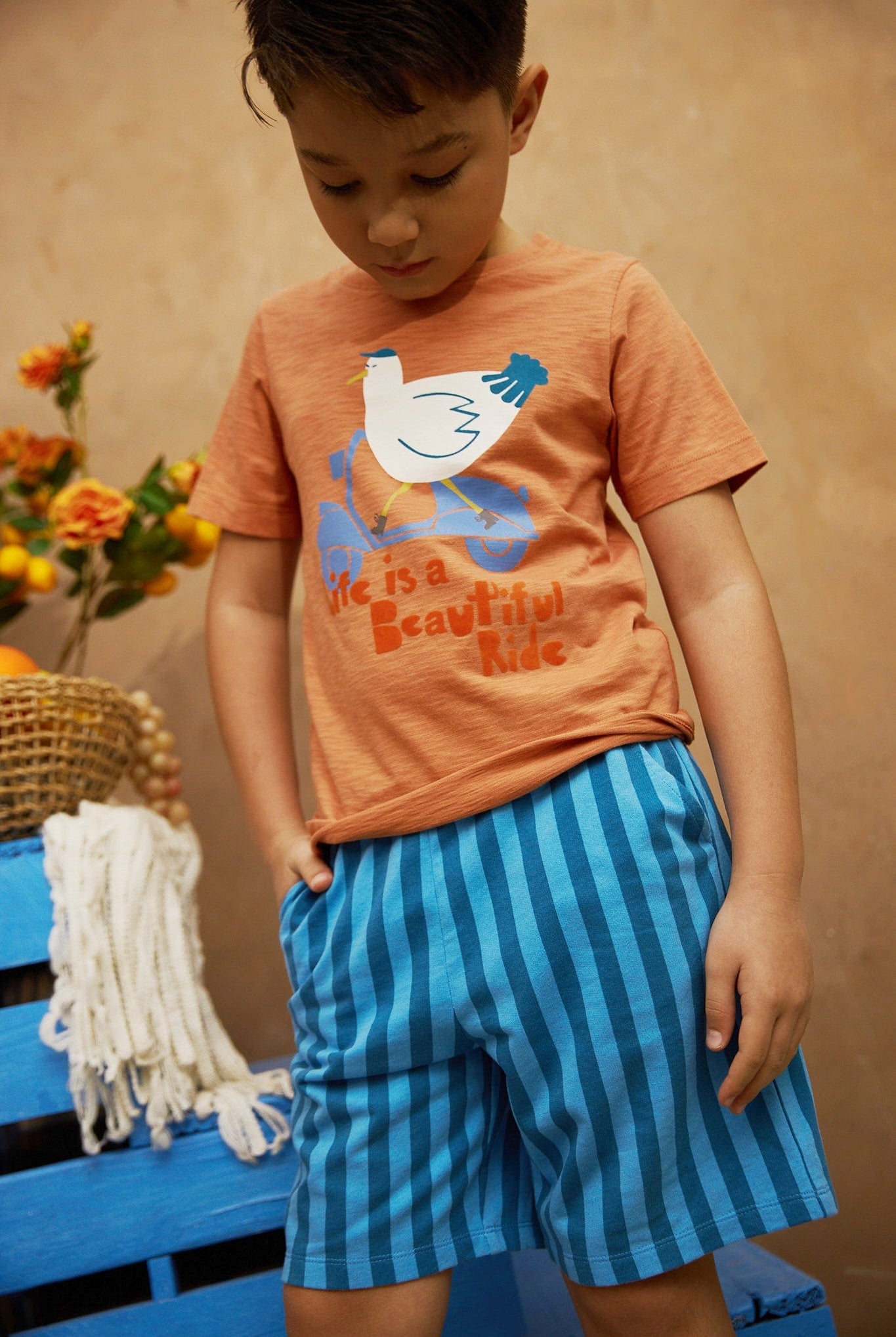 جينجرسنابس شورت ولادي مخطط بالطول بجيوب جانبية