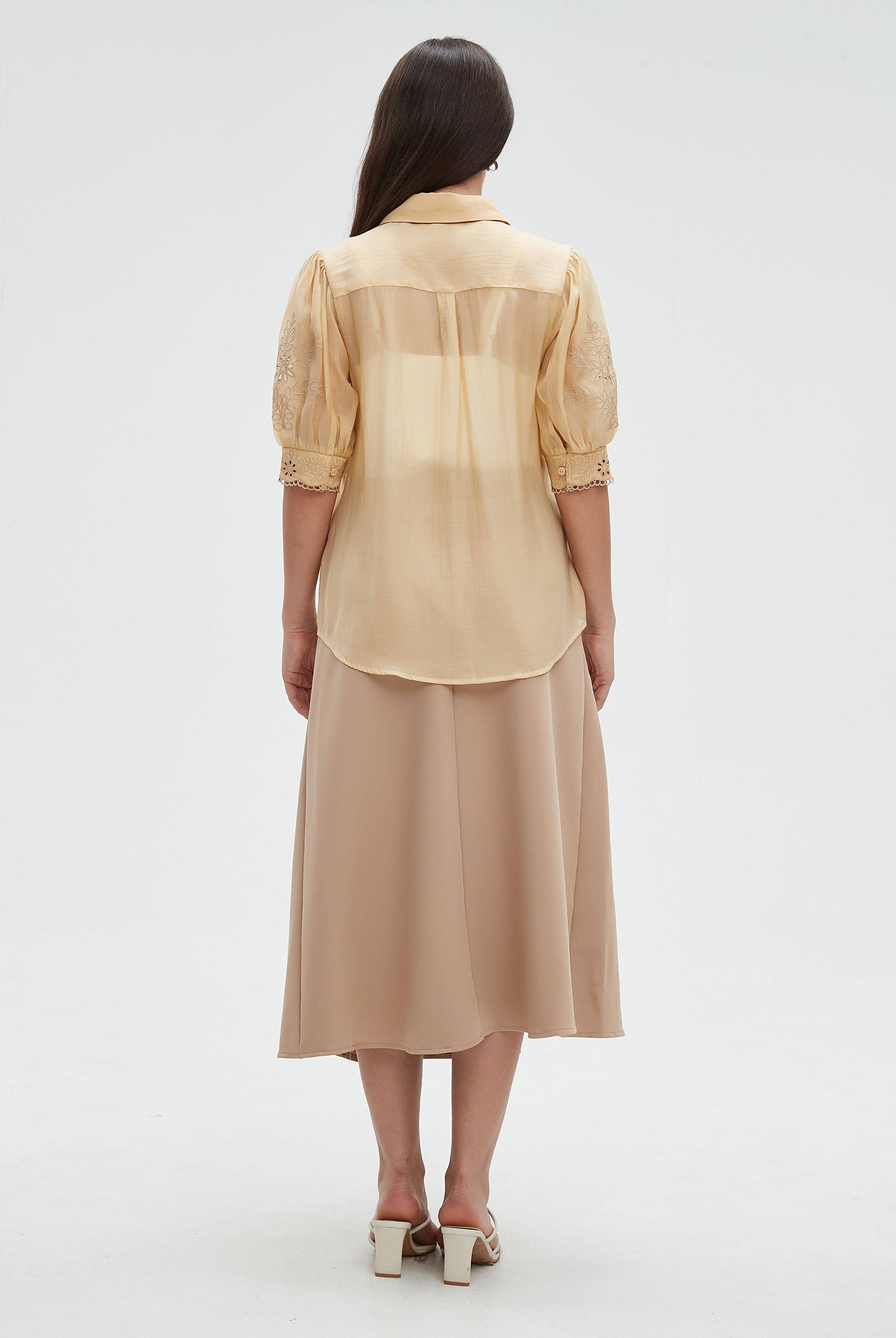 ميكا قميص شفاف سادة نص كم بف نسائي