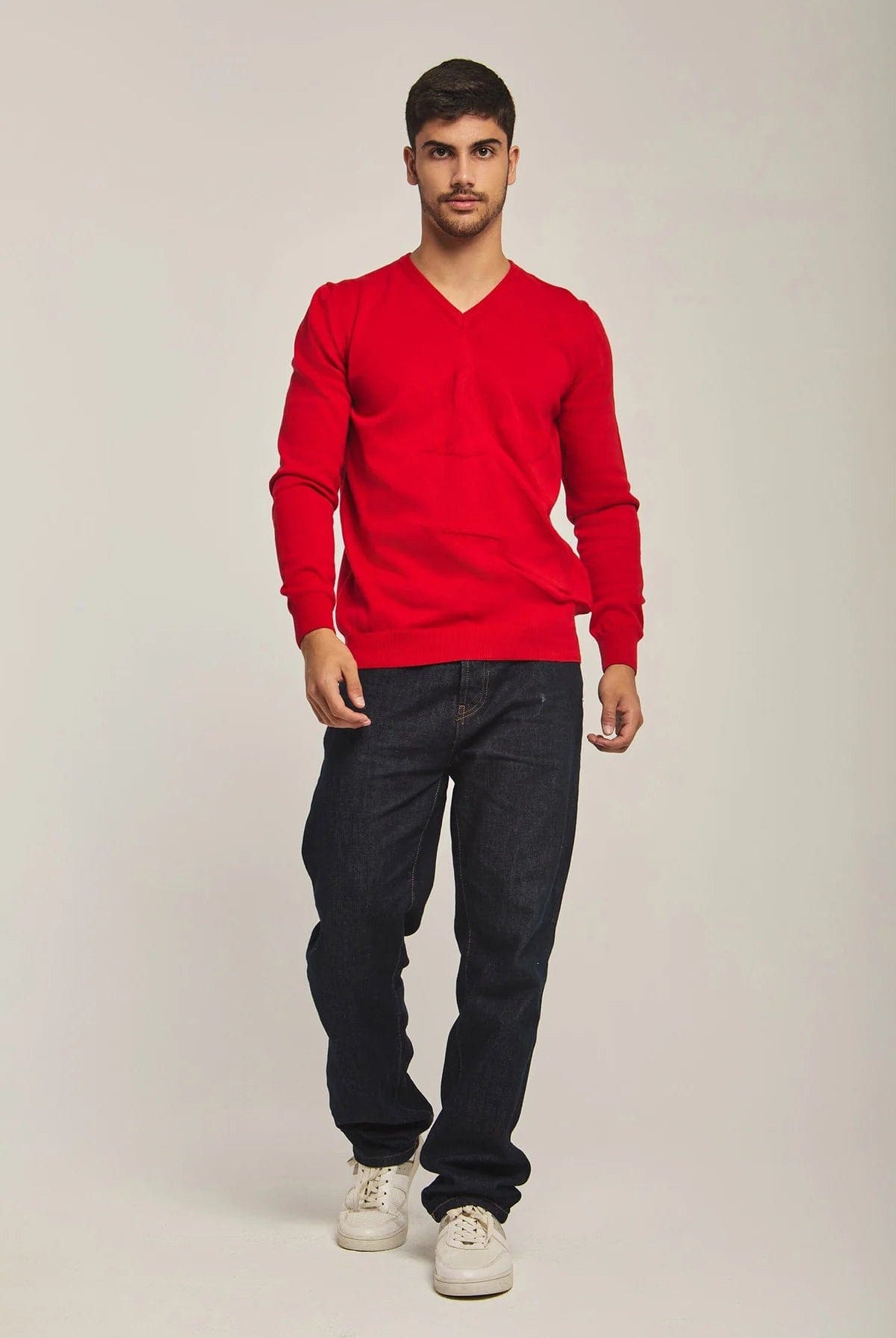 داليدرس بلوفر رجالي سادة بفتحة V كم طويل