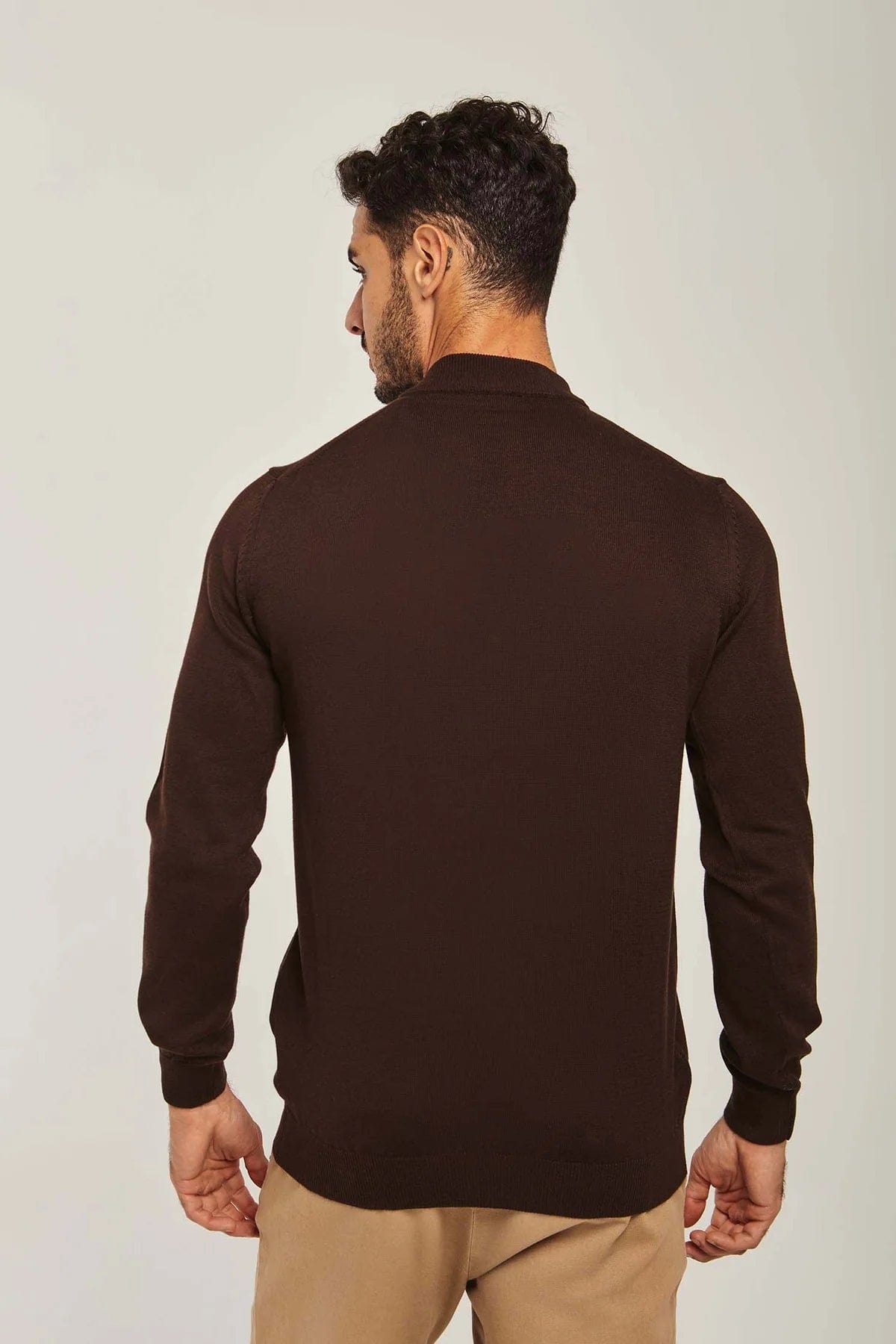 داليدرس بلوفر رجالي سادة كم طويل برقبة دائرية