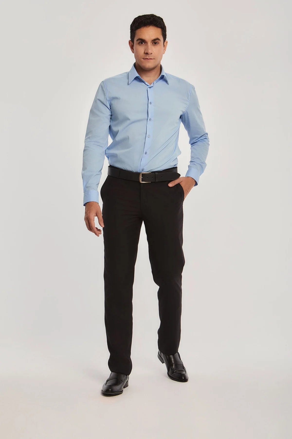 داليدرس قميص رجالي سادة بأزرار أمامية كم طويل