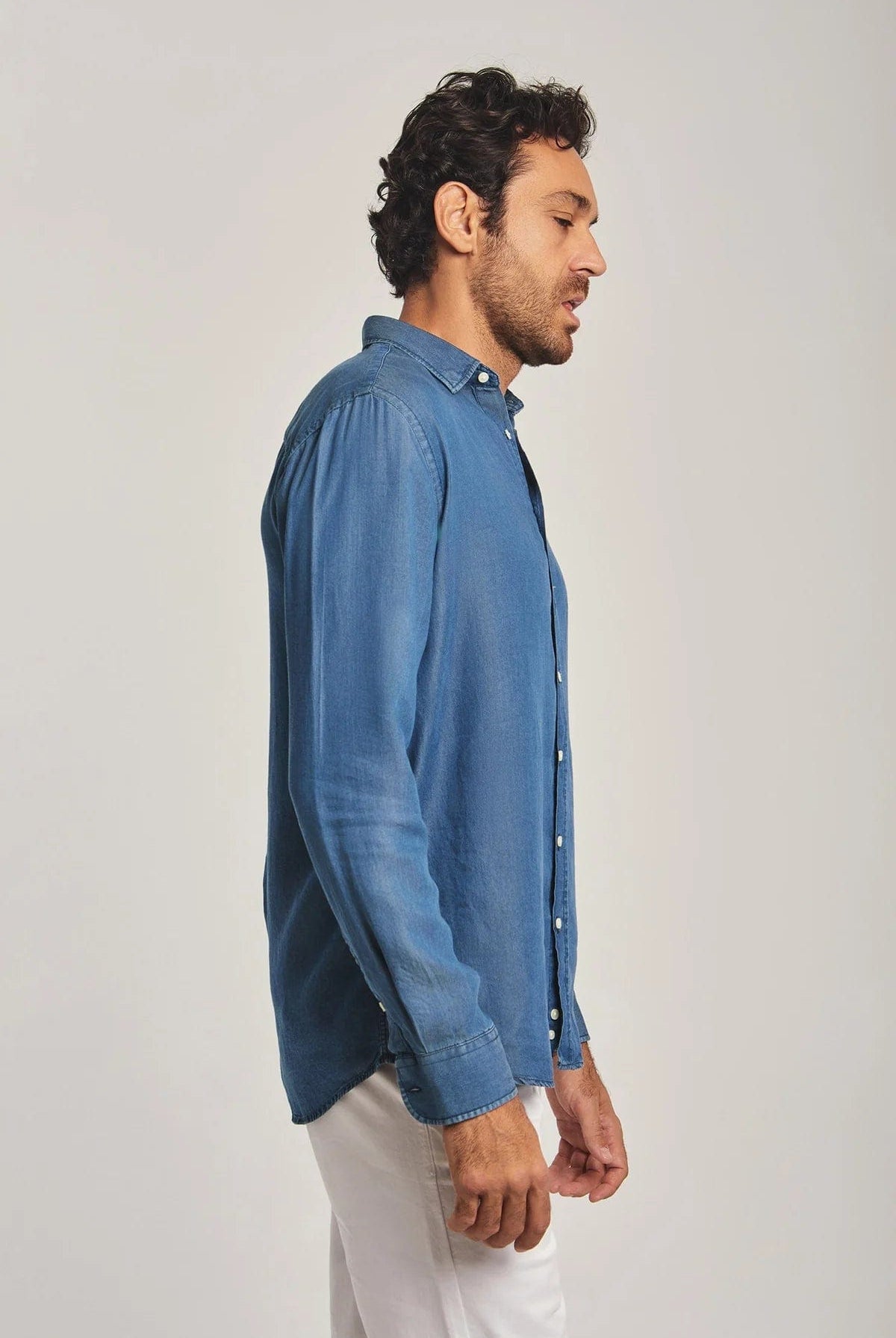 داليدرس قميص رجالي سادة بكم طويل بأزرار أمامية