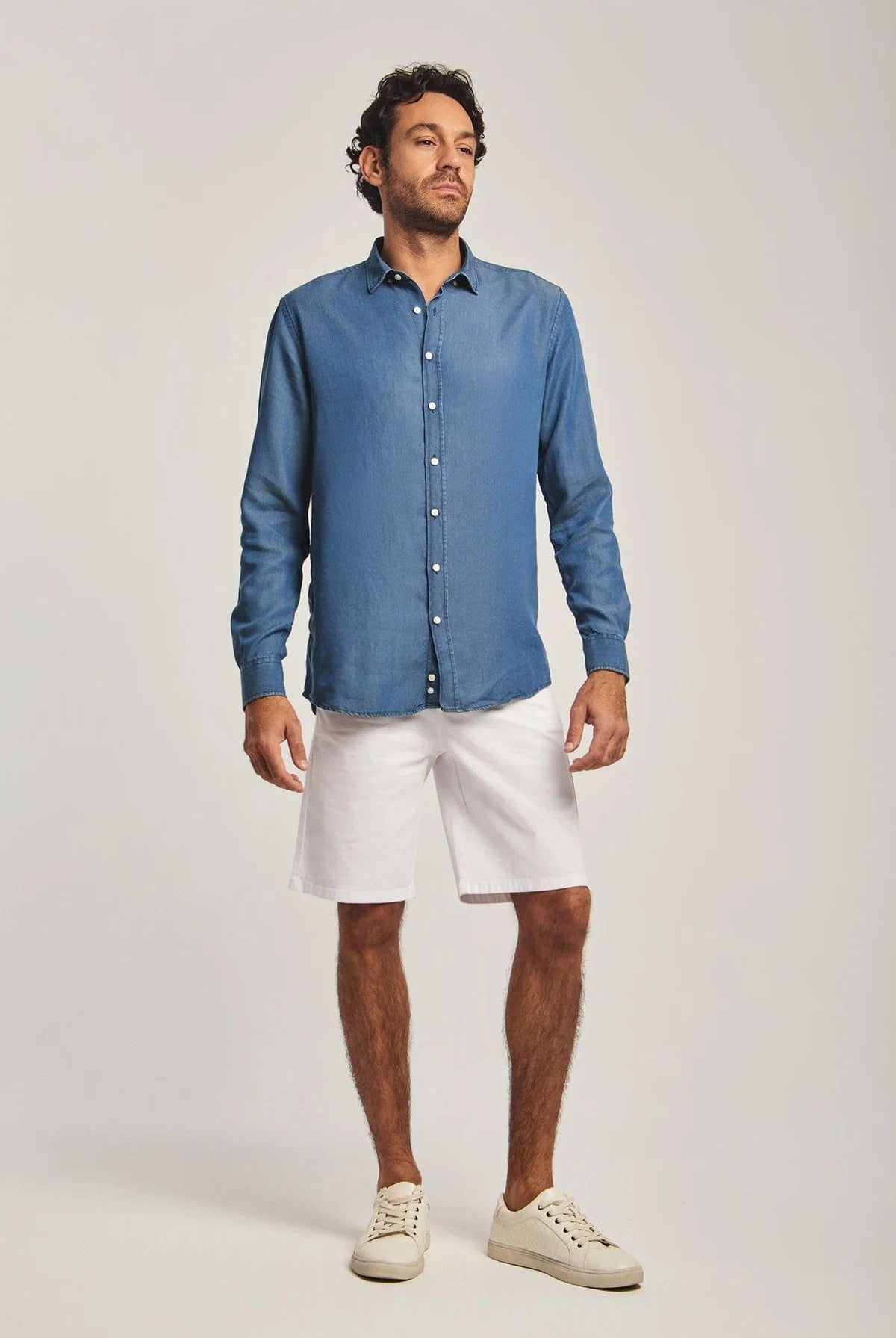 داليدرس قميص رجالي سادة بكم طويل بأزرار أمامية