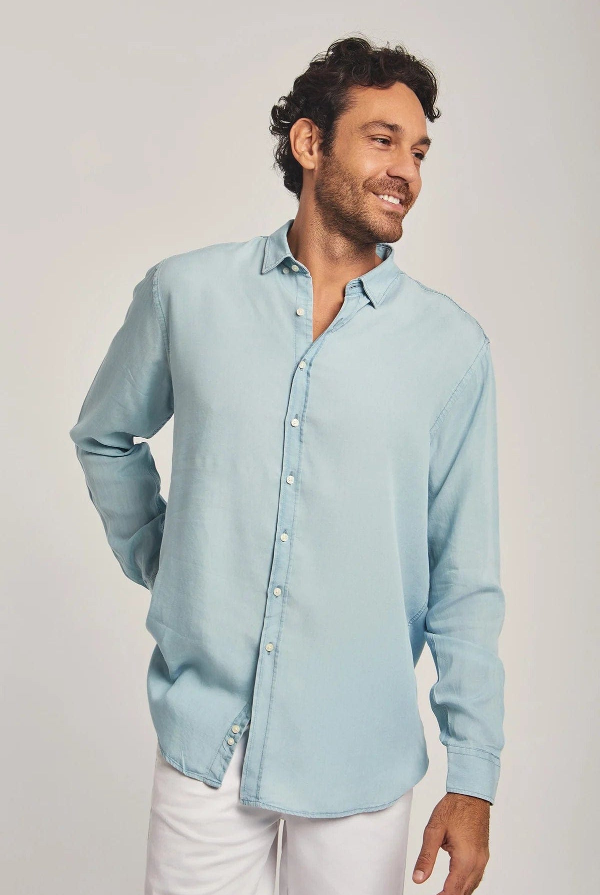 داليدرس قميص رجالي سادة بكم طويل بأزرار أمامية