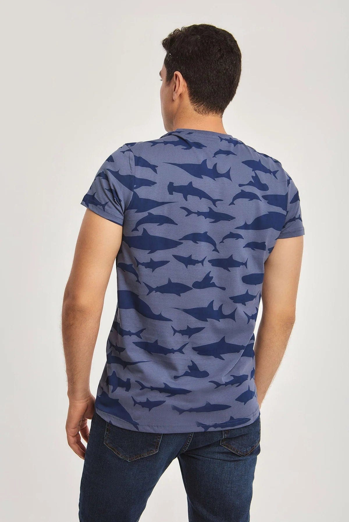 داليدرس تيشيرت منقوش نص كم رجالي أزرق نيلي