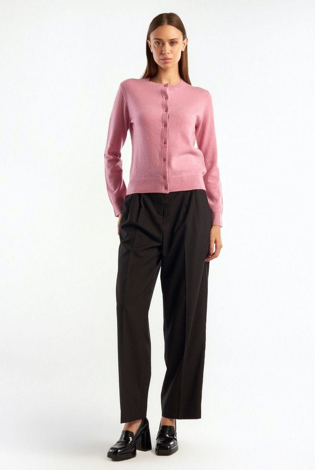 يونايتد كولورز اوف بينيتون كارديجان رمادي داكن من الكشمير بأزرار أمامي نسائي