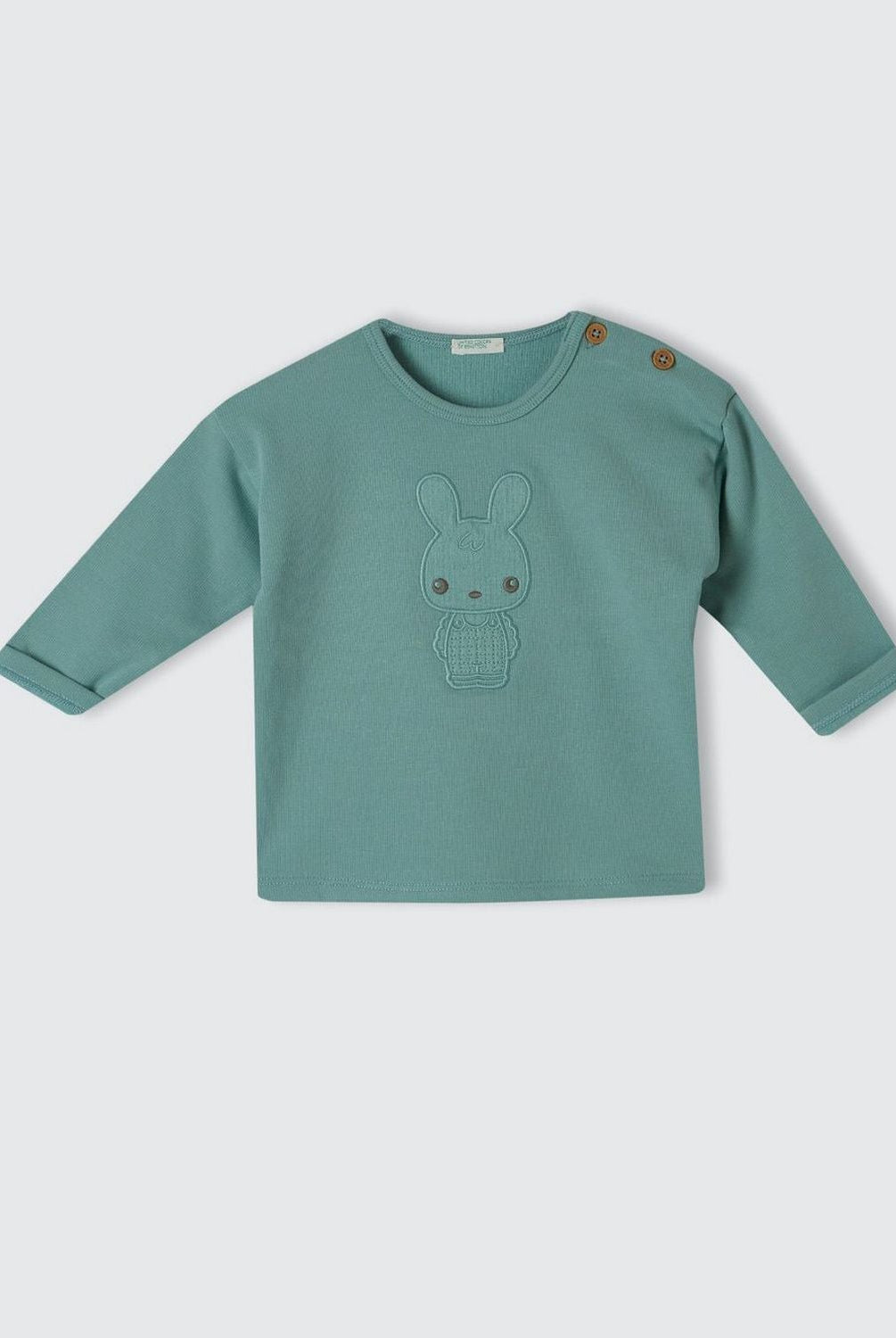 يونايتد كولورز اوف بينيتون تيشيرت بتفاصيل ياقة وطبعة حيوانات رضع