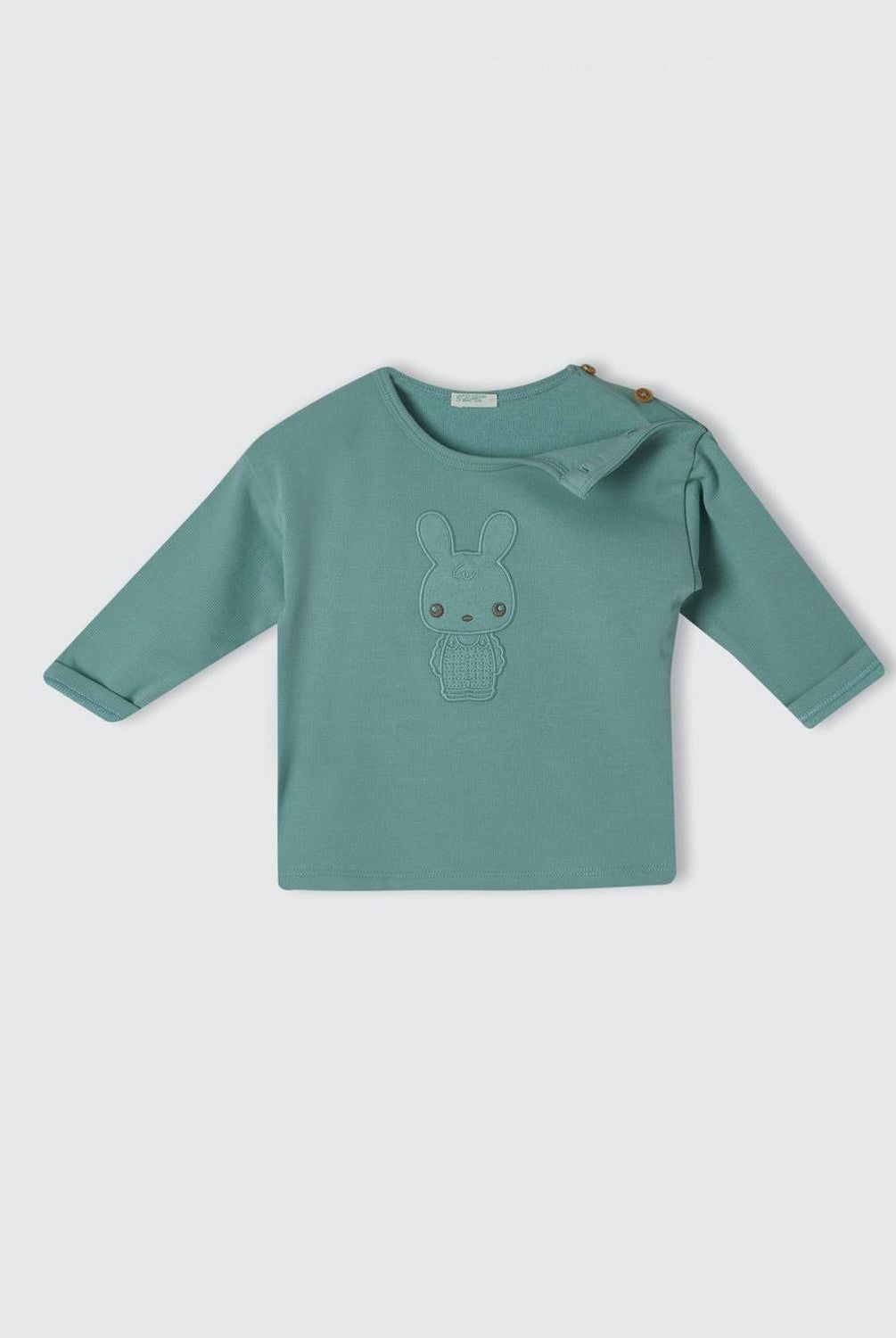 يونايتد كولورز اوف بينيتون تيشيرت بتفاصيل ياقة وطبعة حيوانات رضع