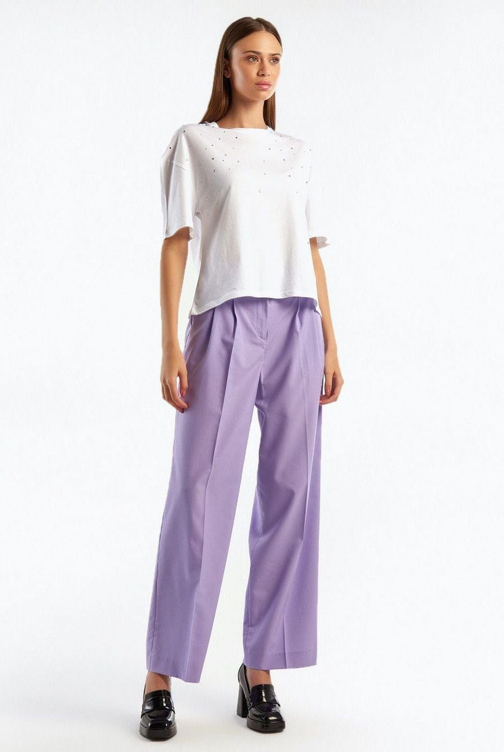 يونايتد كولورز اوف بينيتون تيشيرت نسائي أبيض مزين بترتر