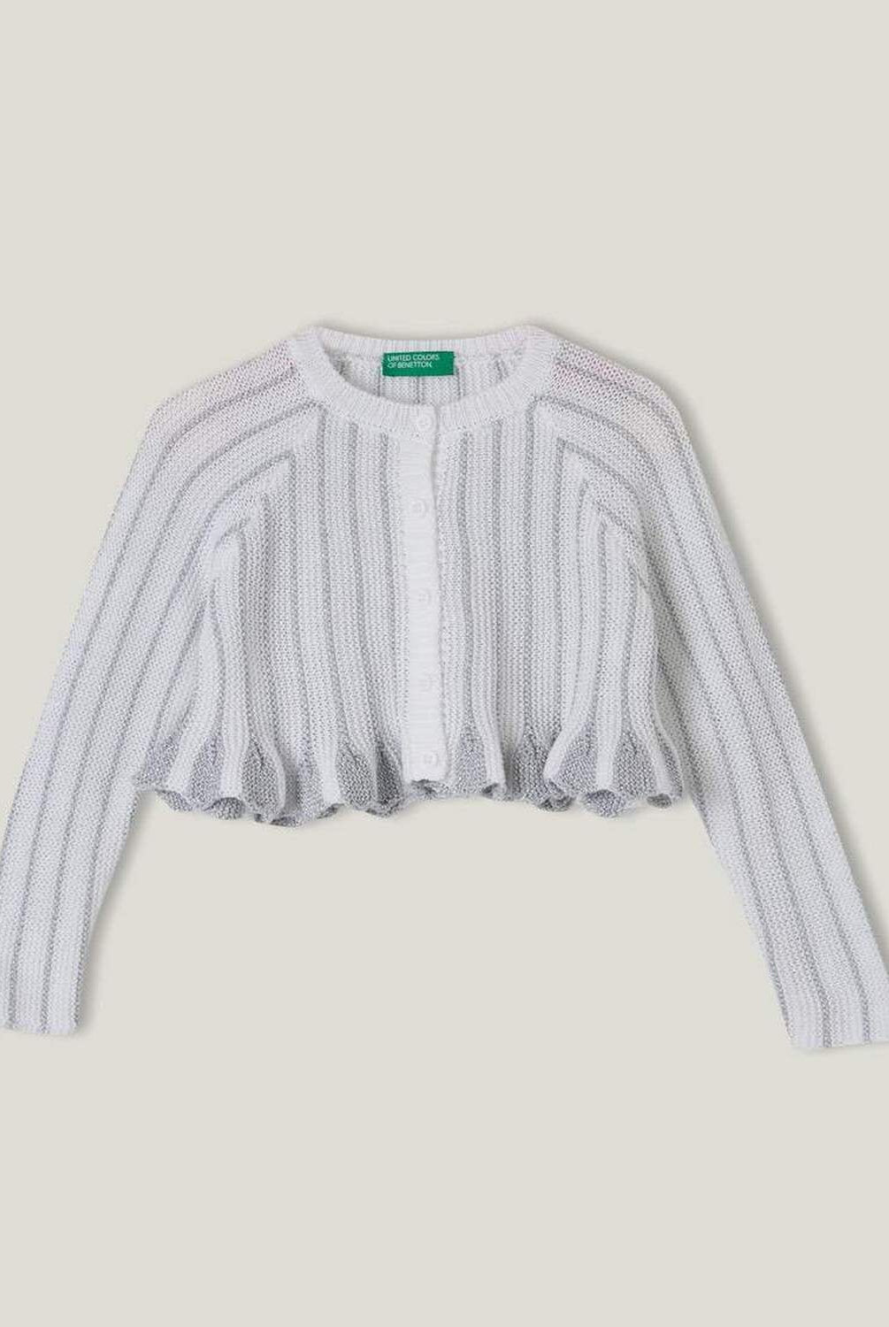 يونايتد كولورز اوف بينيتون بلوزه مخططه كم طويل مع كشكش بناتي