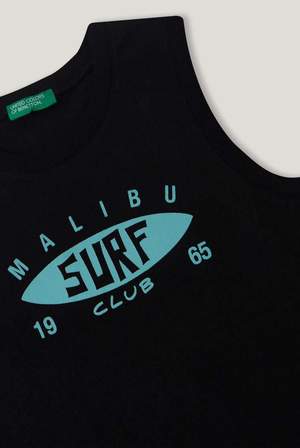 يونايتد كولورز اوف بينيتون توب بطباعة نصوص أمامية بدون كم أطفالي