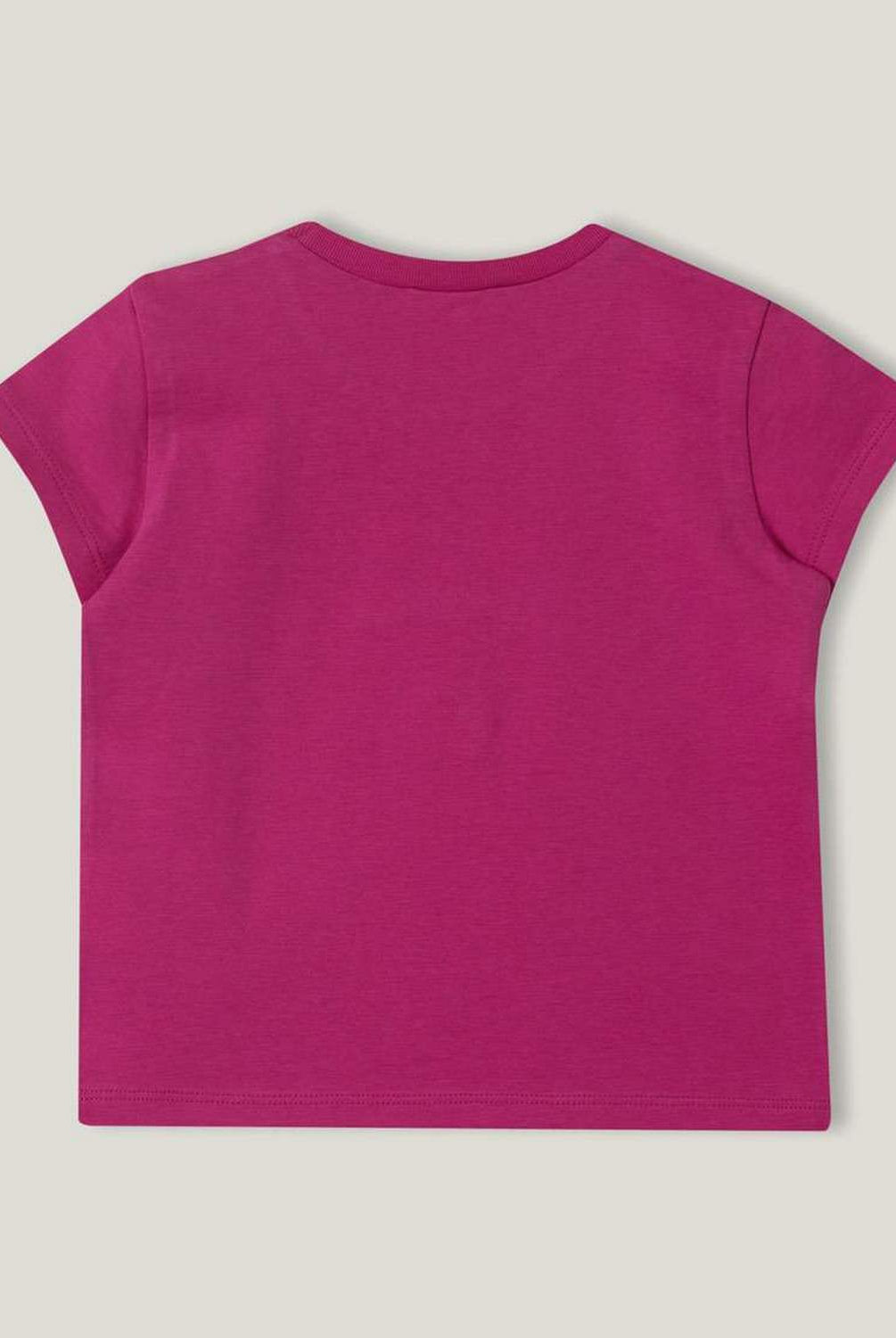 يونايتد كولورز اوف بينيتون تي شيرت بناتي مزين بمظهر البتلة نص كم