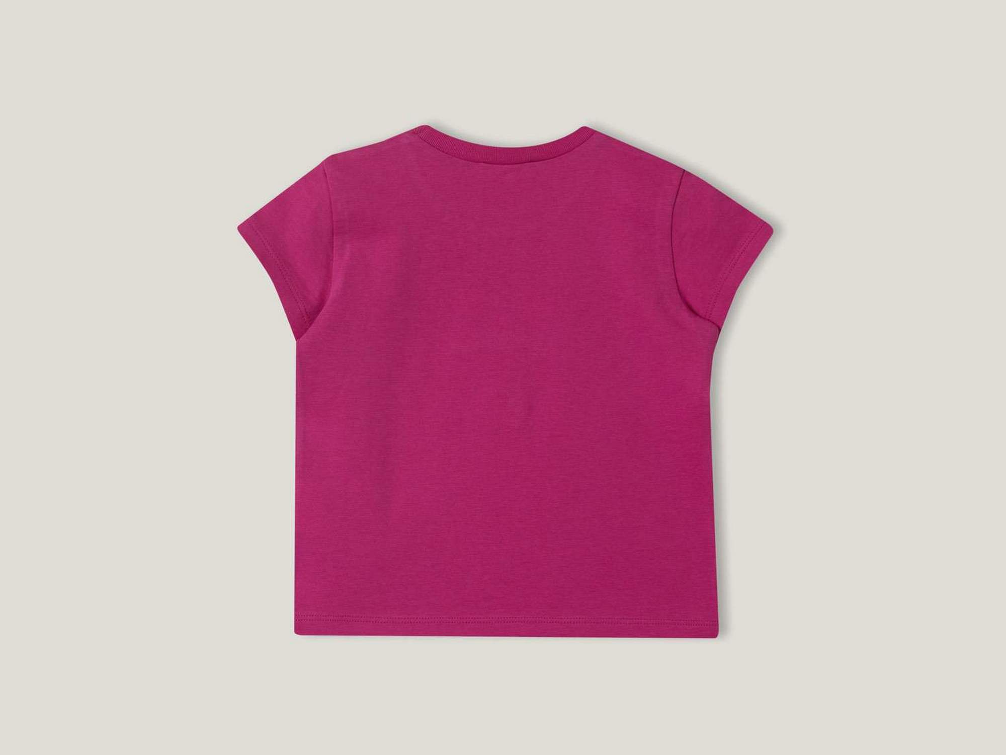 يونايتد كولورز اوف بينيتون تي شيرت بناتي مزين بمظهر البتلة نص كم