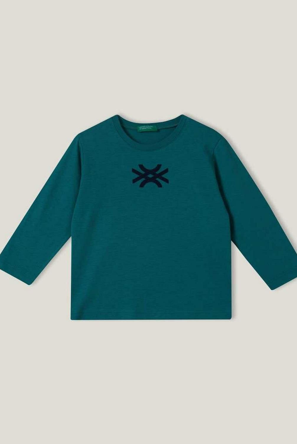 يونايتد كولورز اوف بينيتون تيشيرت بأكمام طويلة مع شعار أطفالي