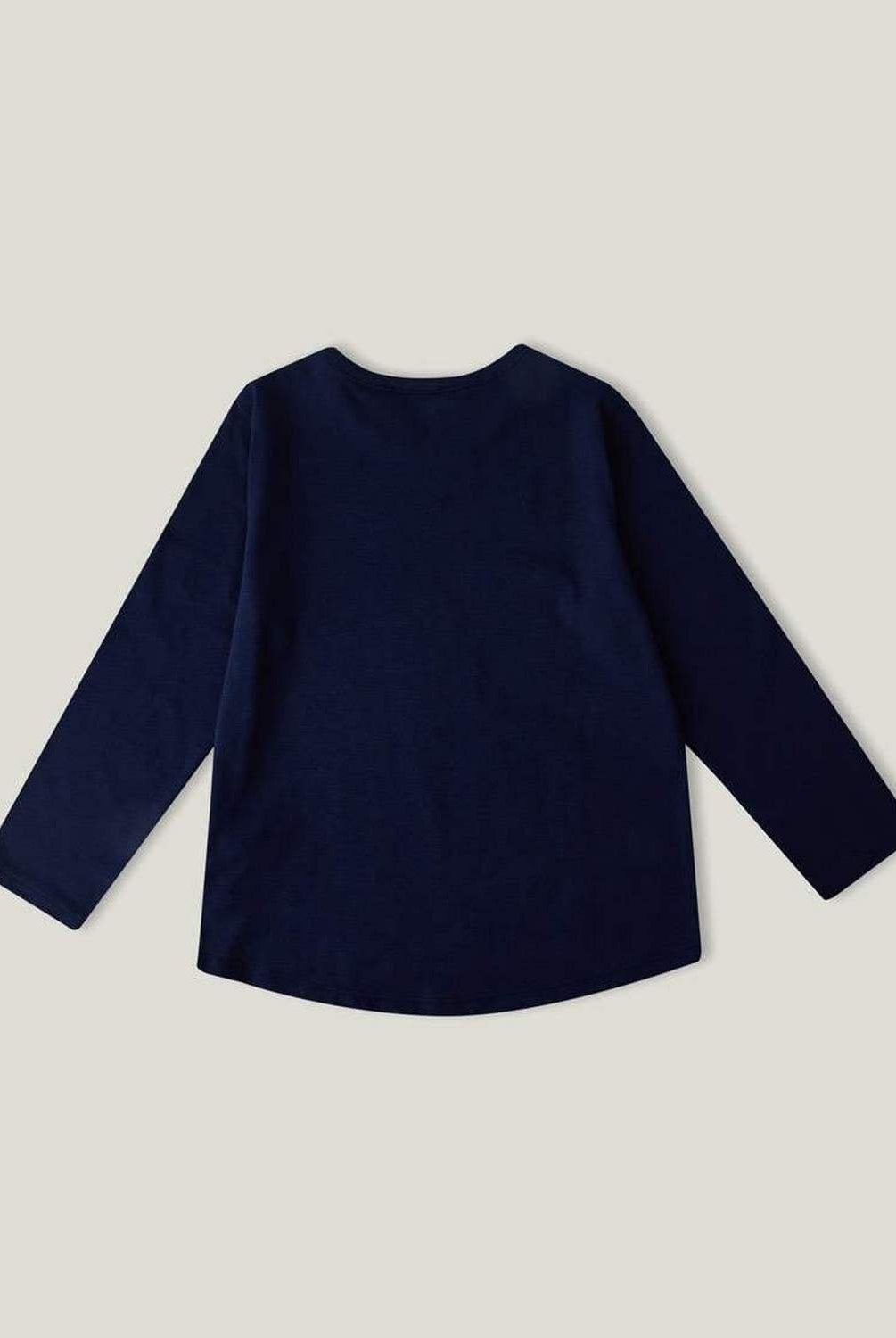 يونايتد كولورز اوف بينيتون تيشيرت قطن بنسبة 100% مع شعار كم طويل بناتي