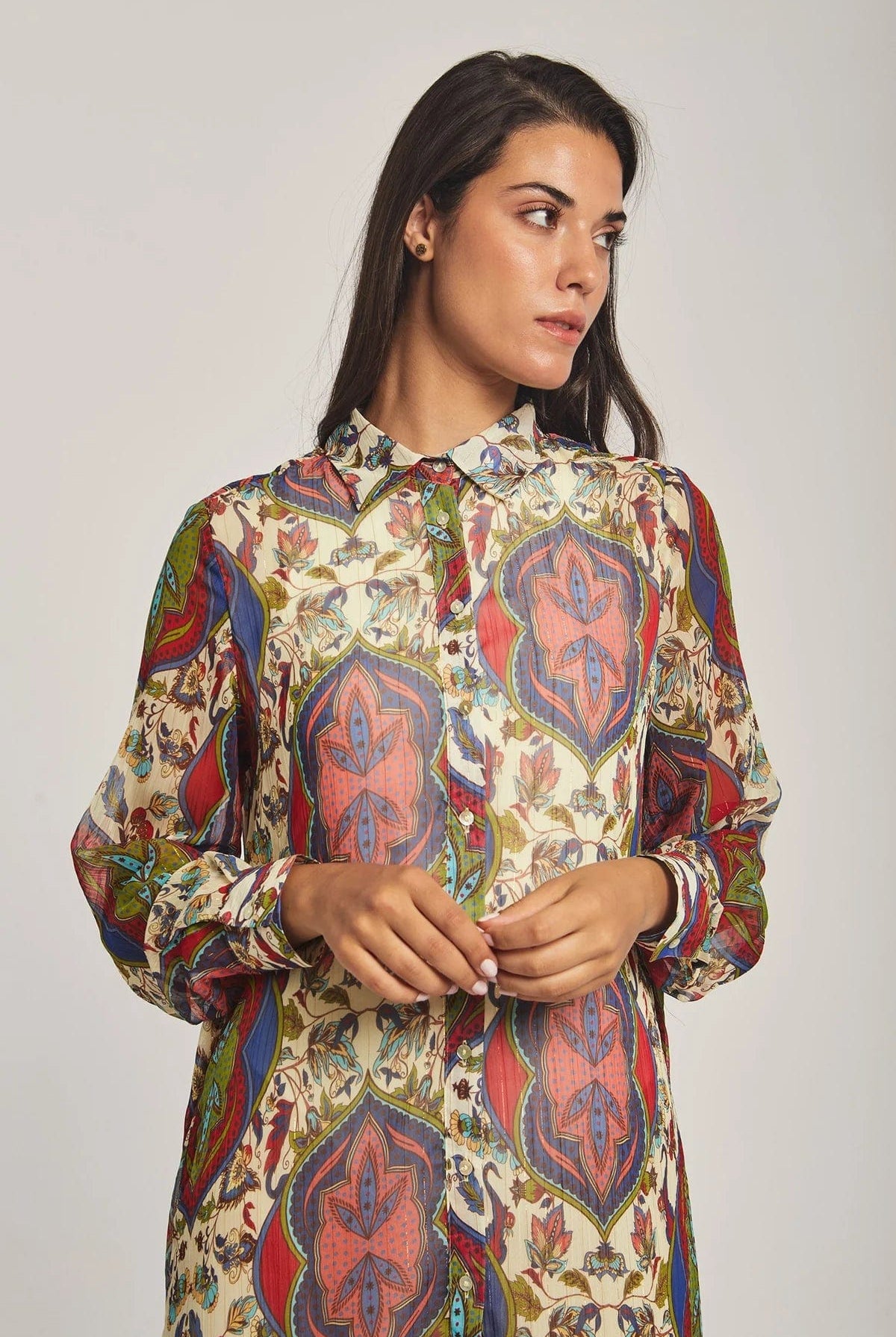 داليدرس فستان نسائي على شكل قميص إثنية بيزلي