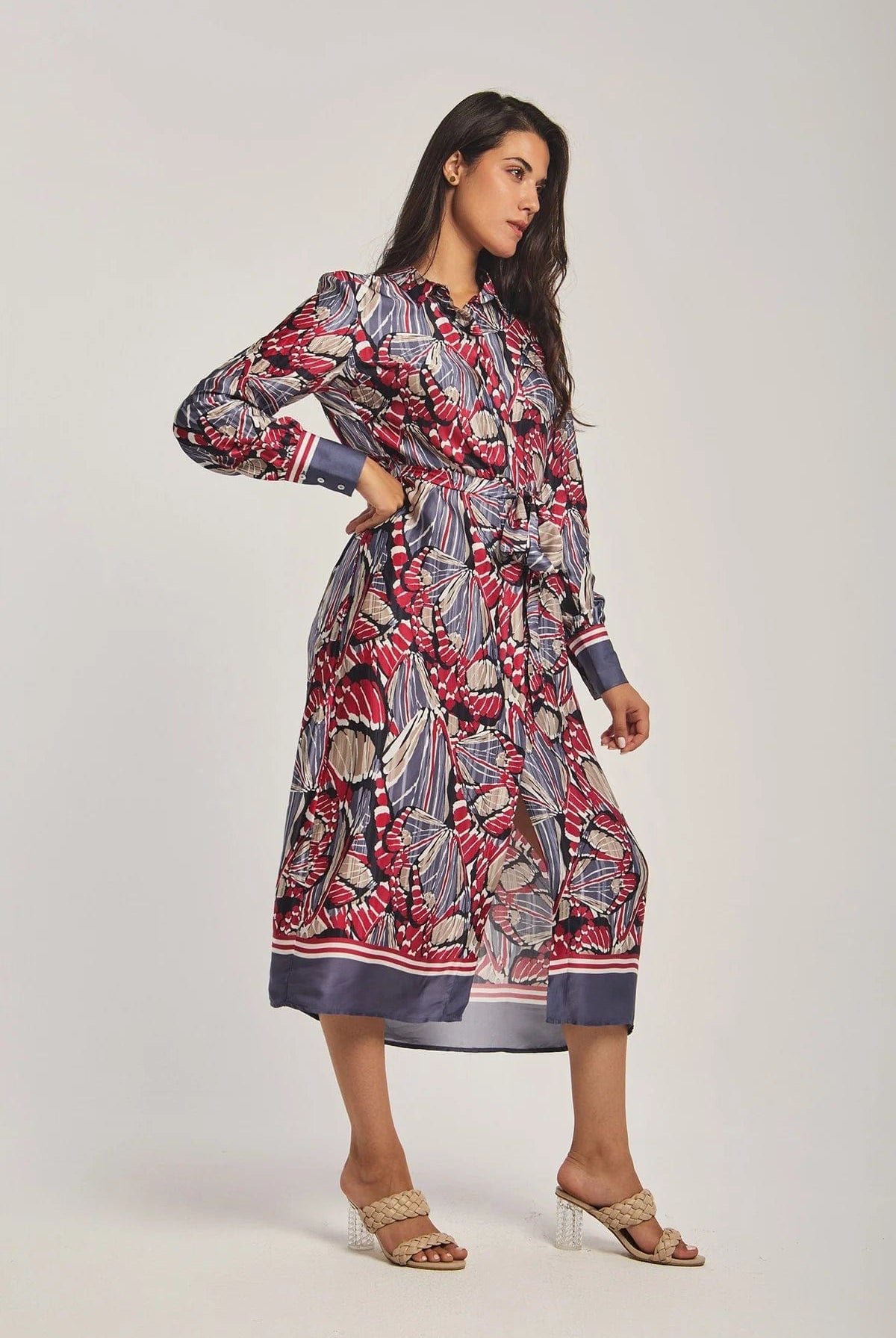 داليدرس فستان نسائي ميدي مشجر أحمر