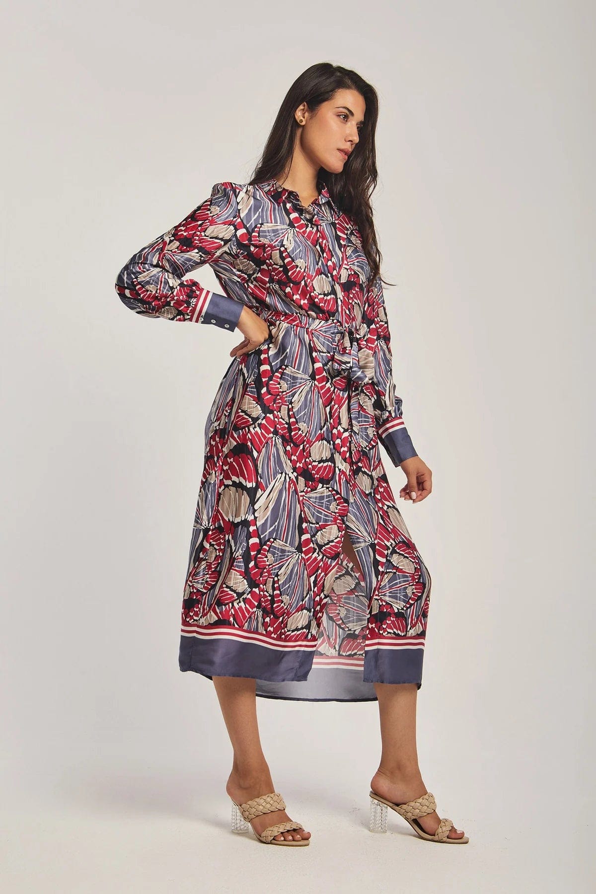 داليدرس فستان نسائي ميدي مشجر أحمر