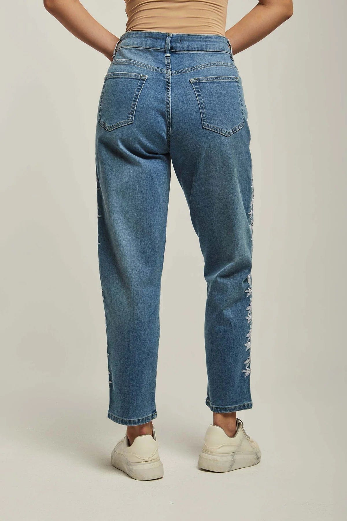 داليدرس بنطلون نسائي جينز واسع الأزرق فرنسي