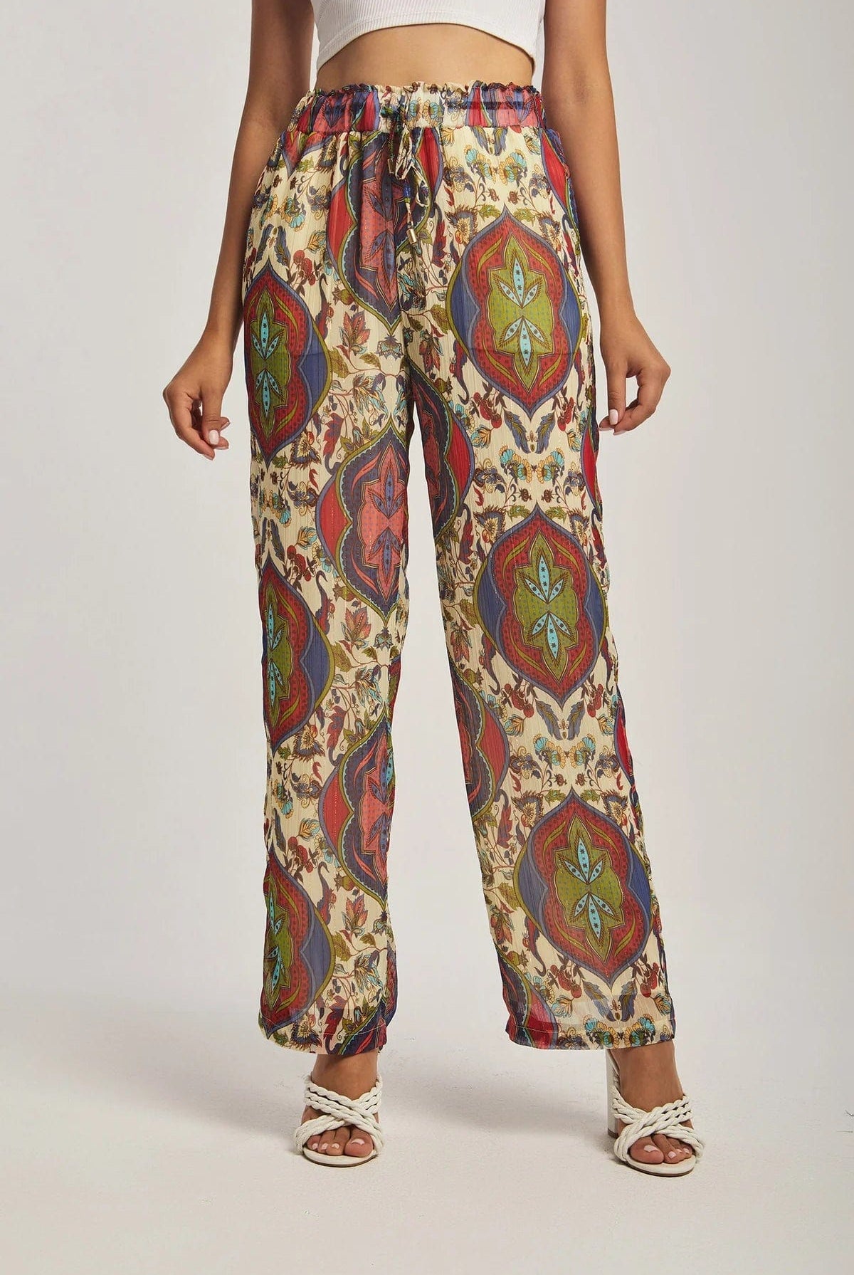 داليدرس بنطلون نسائي خفيف مطبوع طباعة إثنية