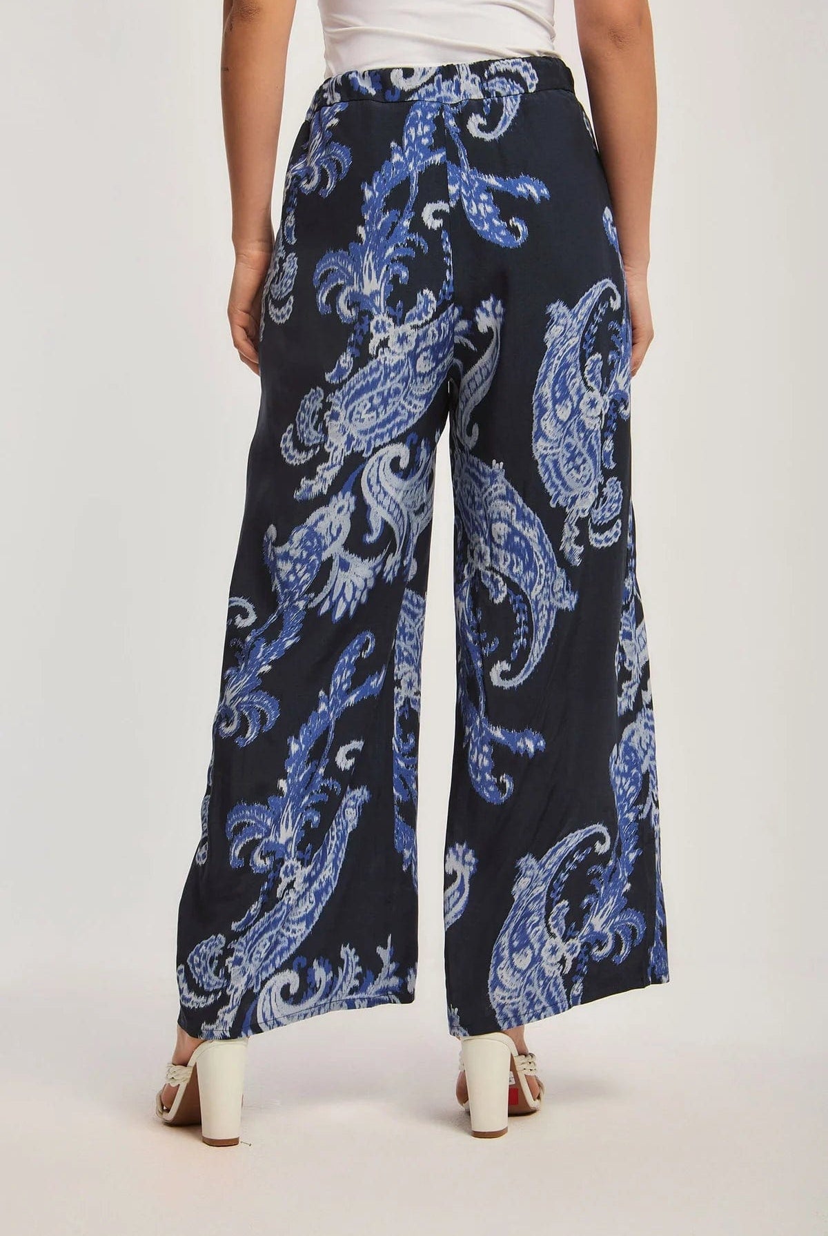 داليدرس بنطلون واسع منقوش نسائي أزرق نيلي