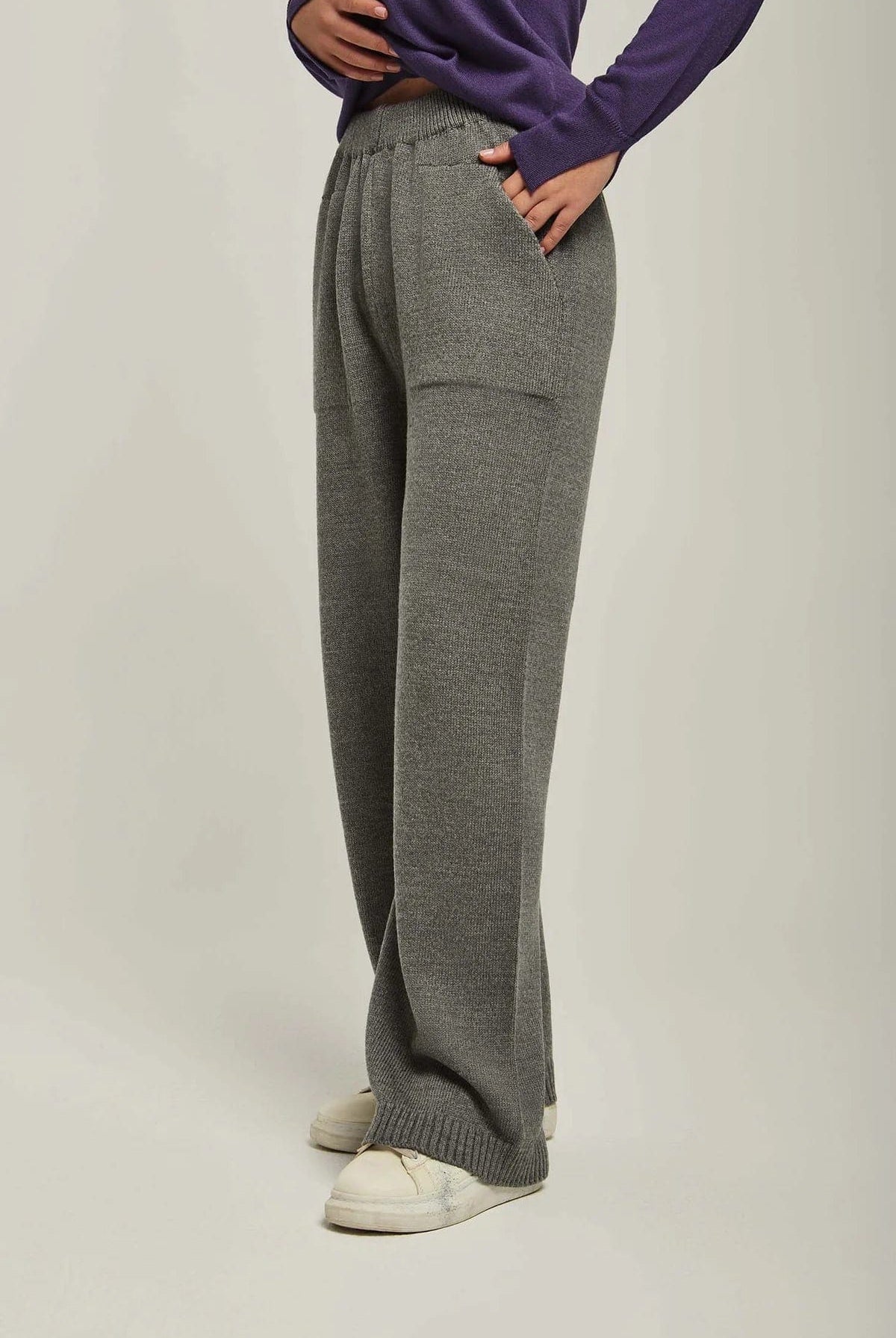 داليدرس بنطلون نسائي سادة واسع رمادي