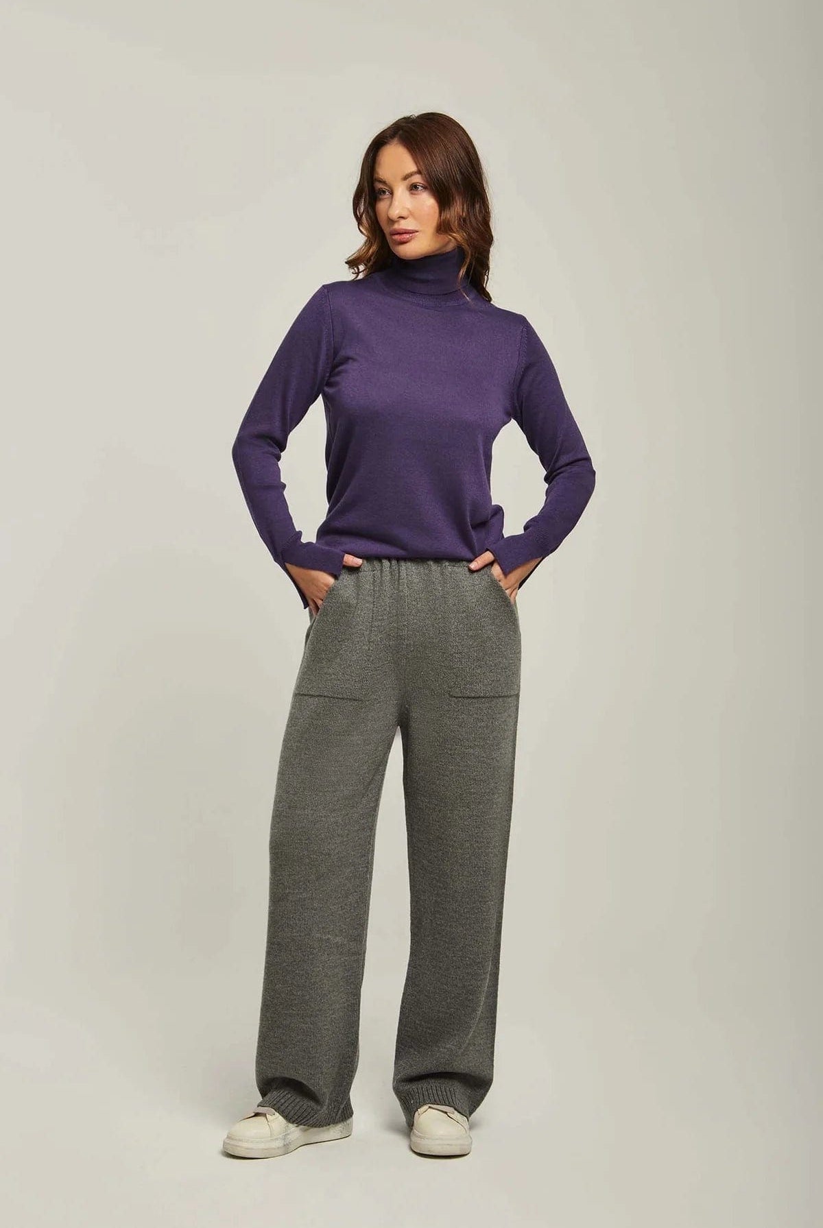 داليدرس بنطلون نسائي سادة واسع رمادي